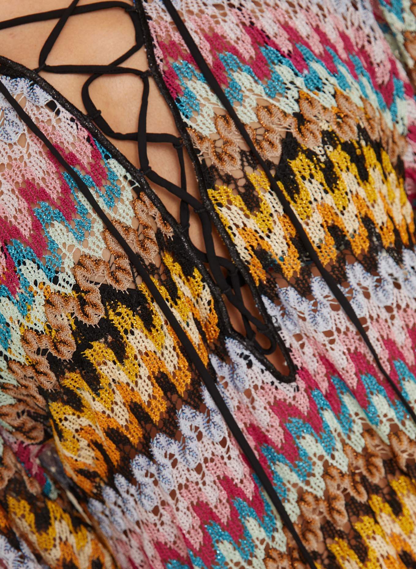 MISSONI Strandkleid mit Glitzergarn: DUNKELGELB / SCHWARZ / FUCHSIA