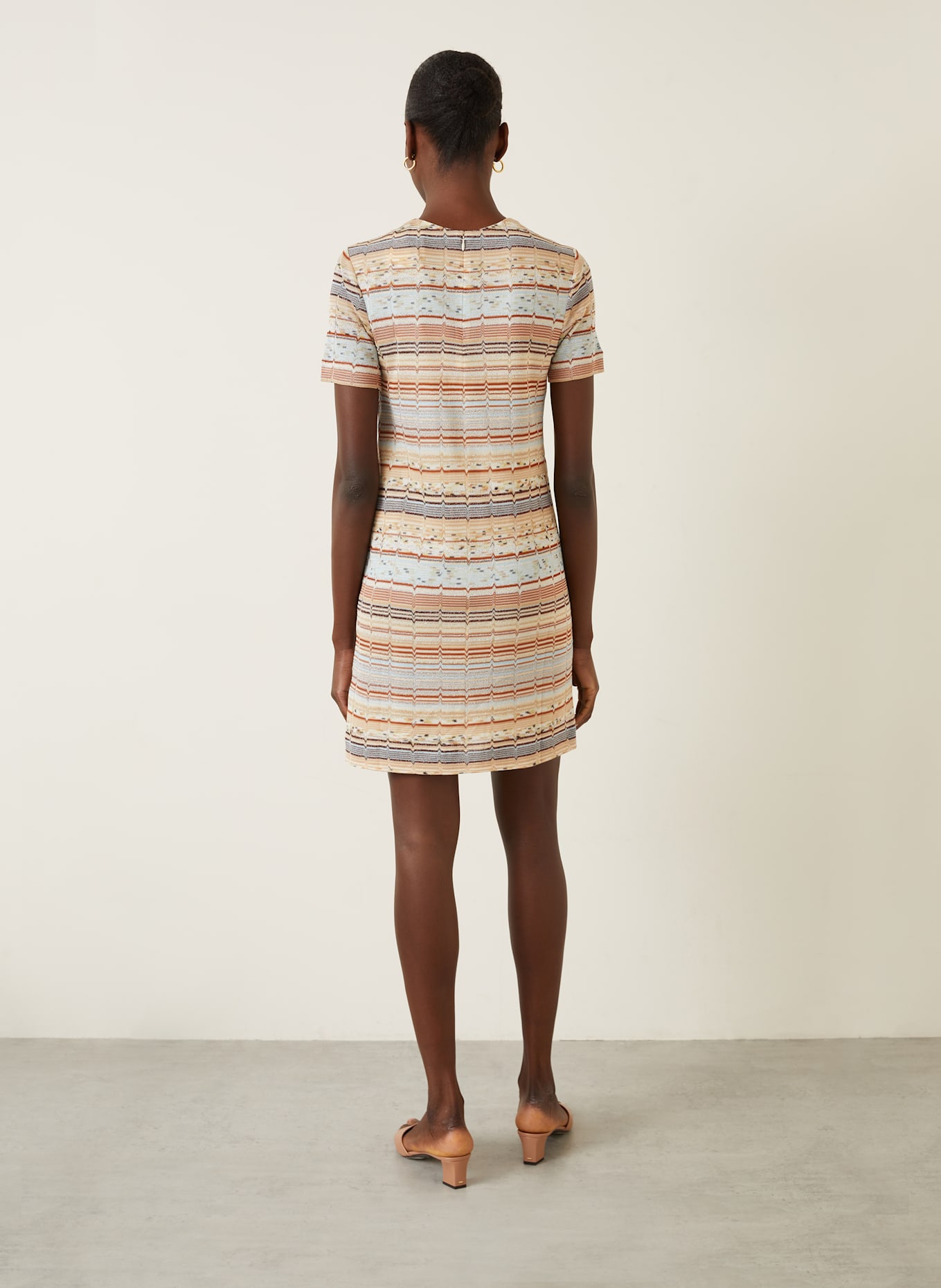 MISSONI Dzianinowa sukienka z błyszczącą przędzą: BRĄZOWY/ ECRU/ JASNONIEBIESKI