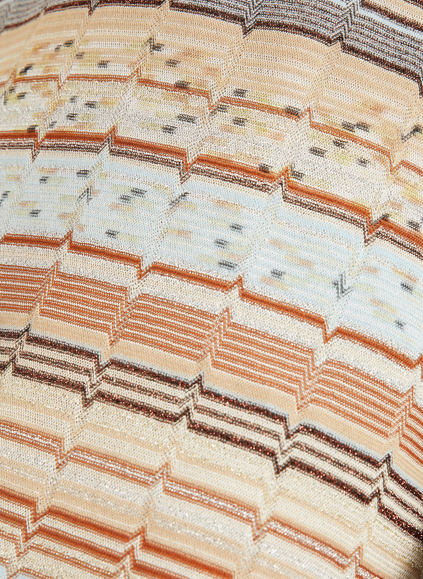 MISSONI Dzianinowa sukienka z błyszczącą przędzą: BRĄZOWY/ ECRU/ JASNONIEBIESKI