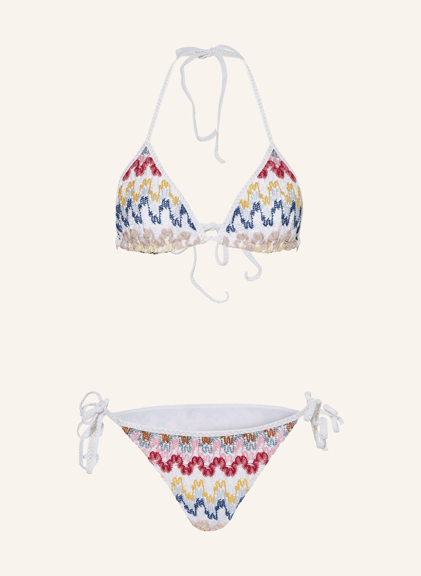 MISSONI Triangel-Bikini mit Glitzergarn: WEISS / GELB / FUCHSIA
