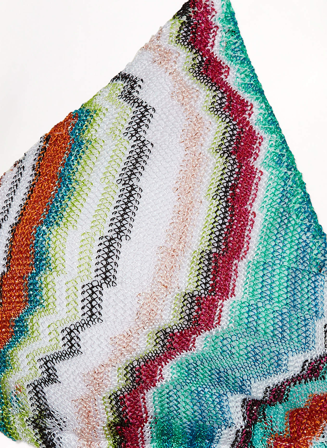 MISSONI Triangle bikini with glitter thread: WHITE / ORANGE / LIGHT GREEN