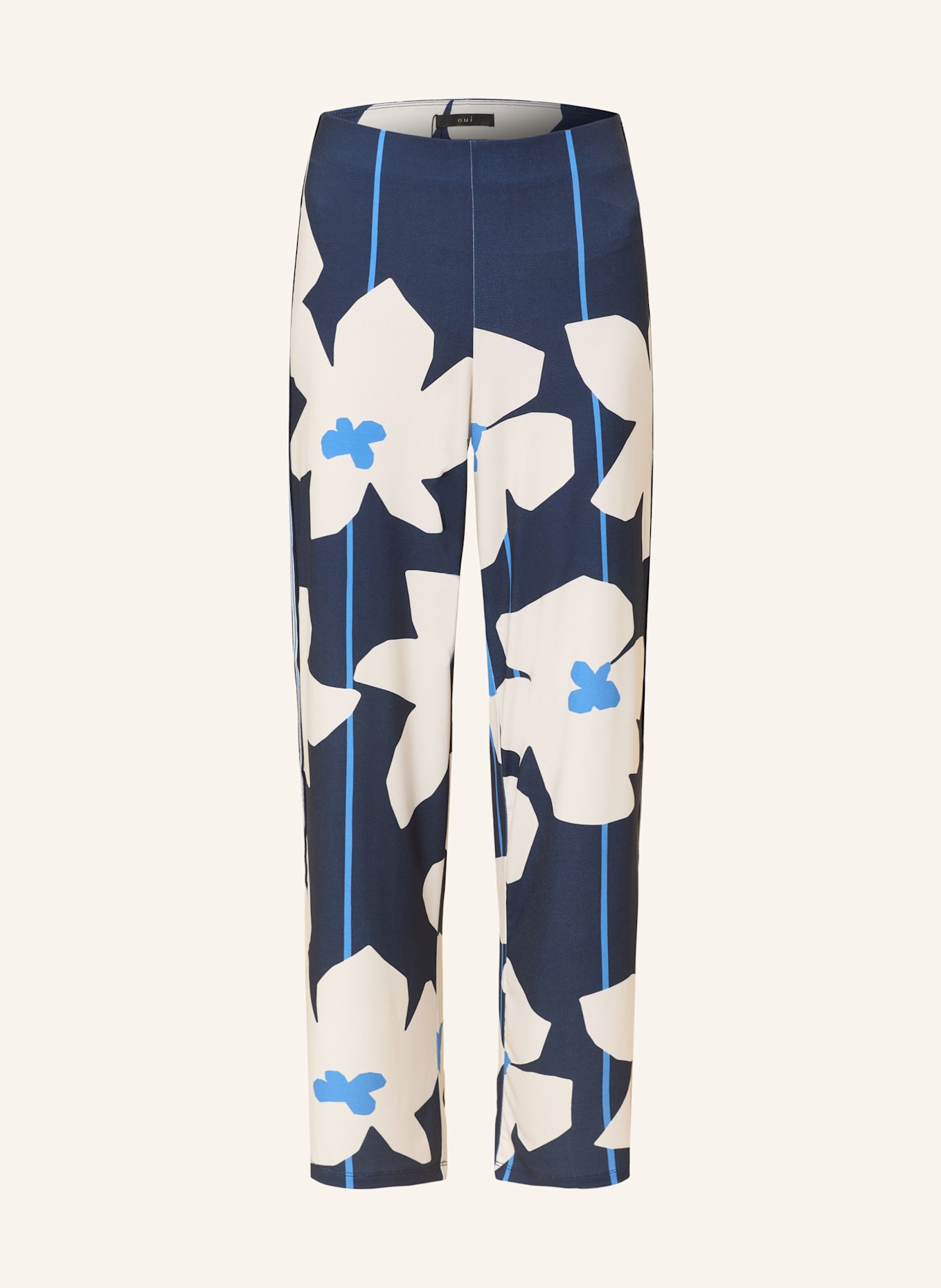 oui Marlenehose aus Jersey mit Galonstreifen: DUNKELBLAU/ ECRU/ HELLBLAU