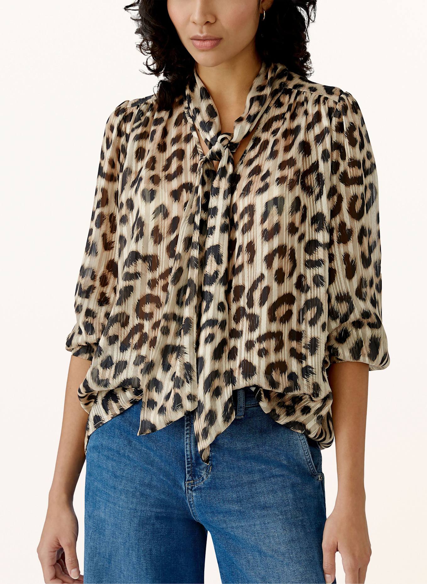 oui Bow-tie blouse mit glitter thread: CAMEL / BLACK