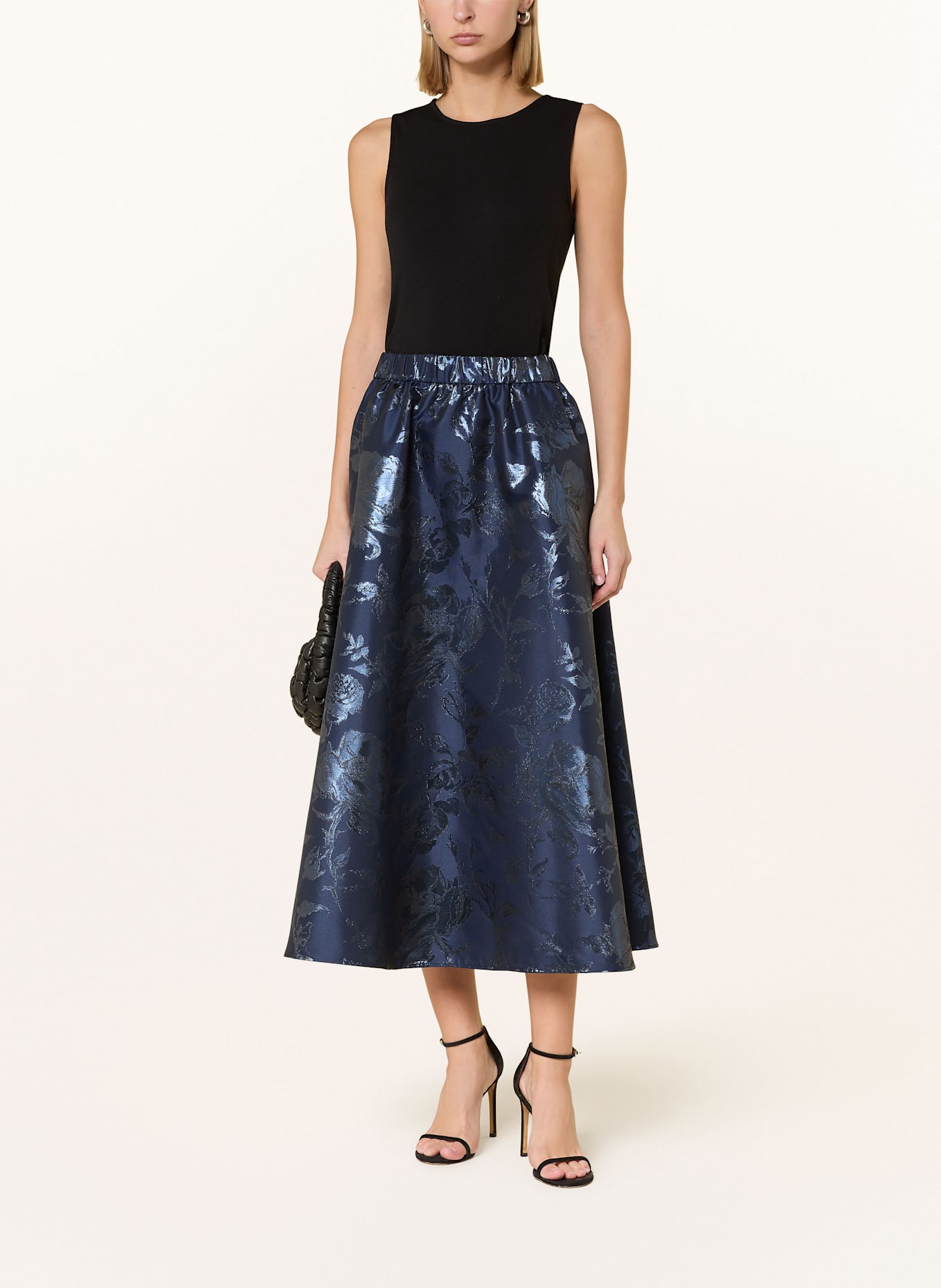 oui Jacquard-Rock mit Glitzergarn: DUNKELBLAU