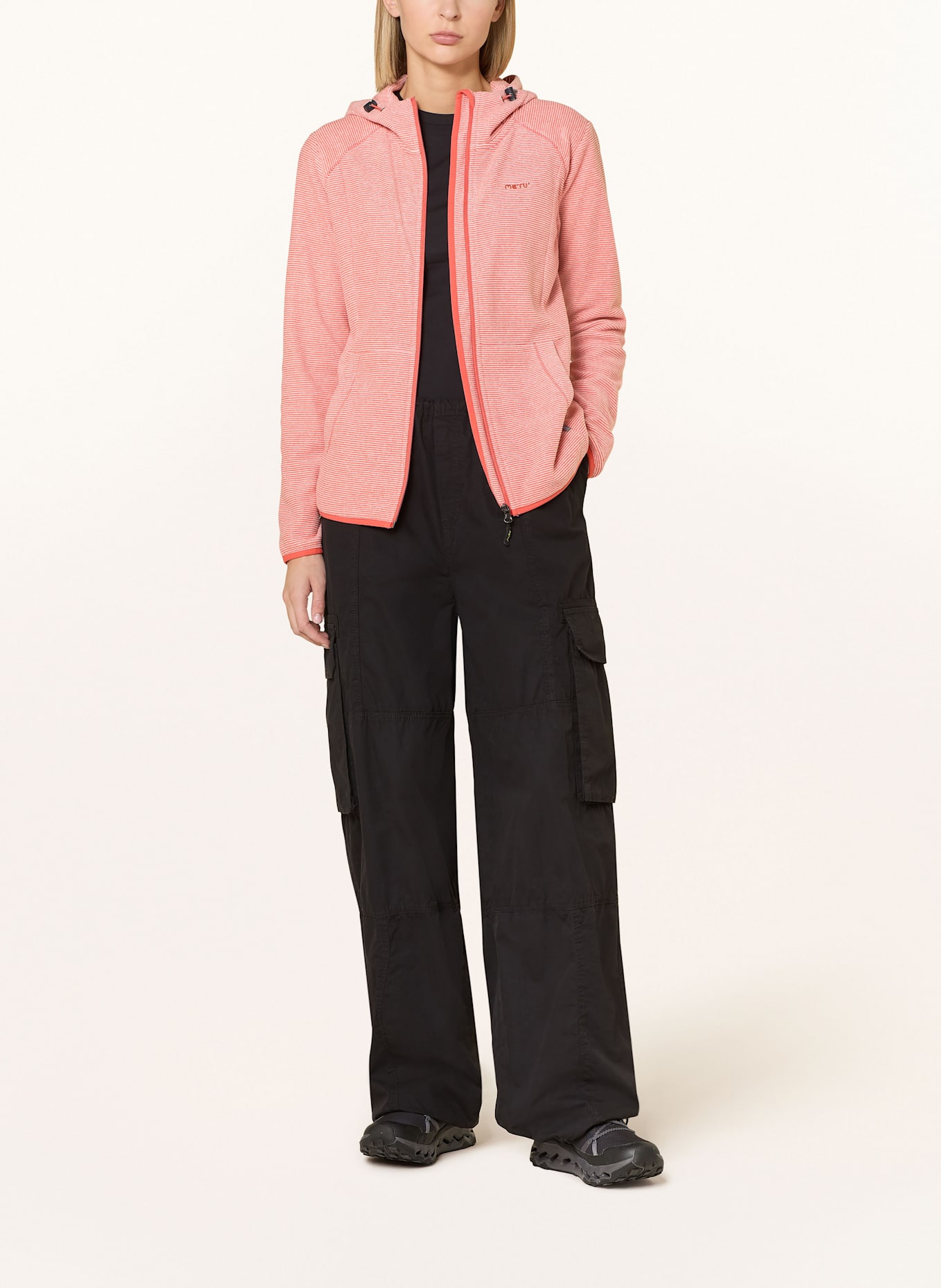 me°ru' Fleecejacke LOUROSA: ORANGE / WEISS