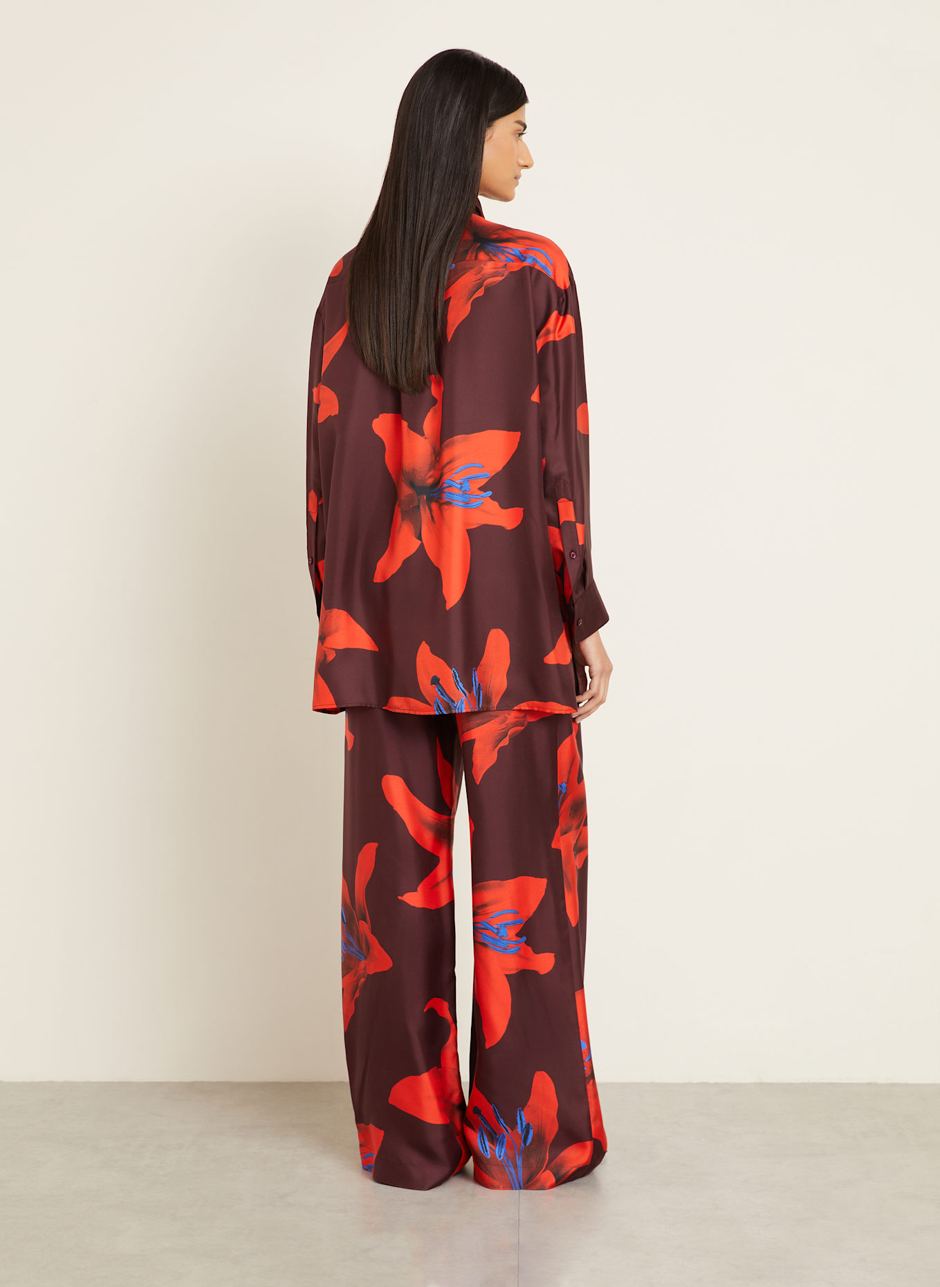 McQUEEN Hemdbluse aus Seide: DUNKELROT/ ROT/ BLAU