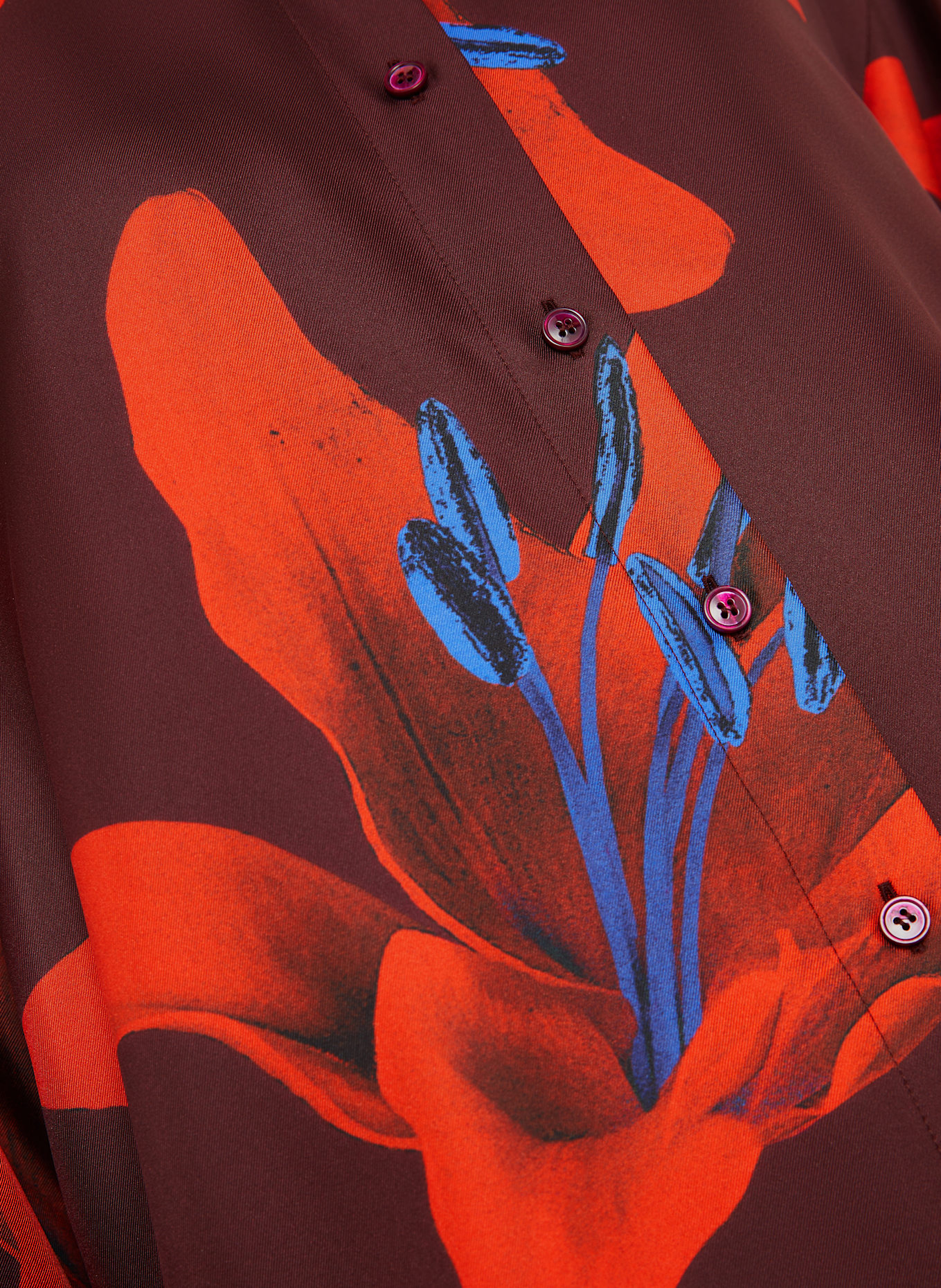 McQUEEN Hemdbluse aus Seide: DUNKELROT/ ROT/ BLAU