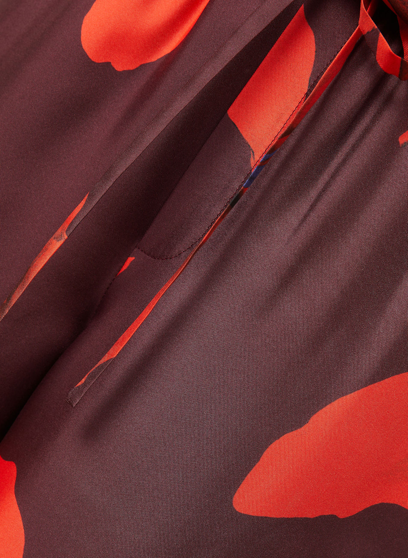 McQUEEN Marlenehose aus Seide: DUNKELROT/ ORANGE