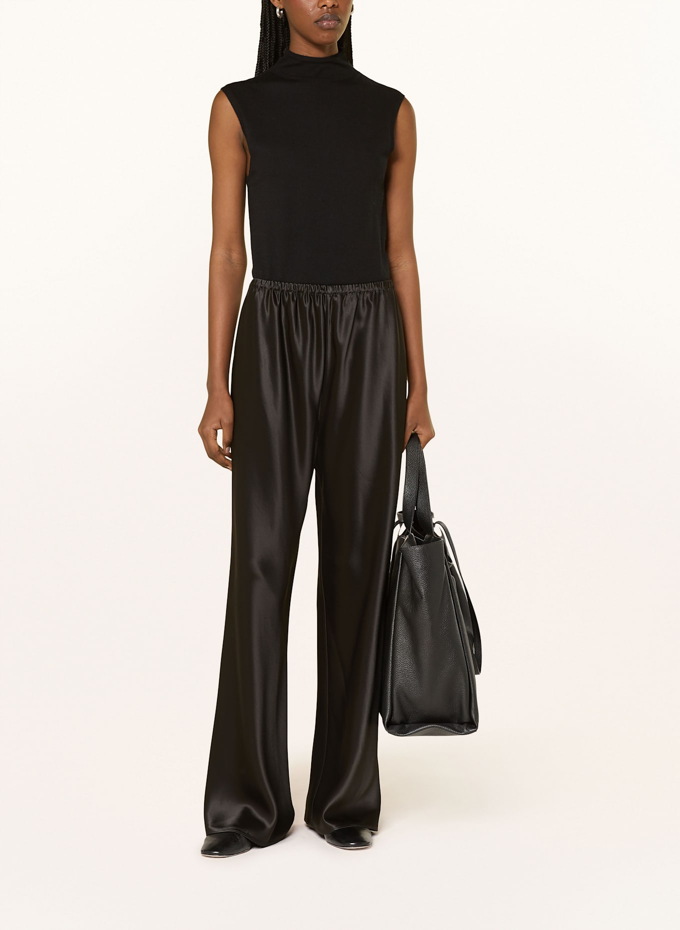 ALMADA LABEL BIAS satin trousers: BLACK