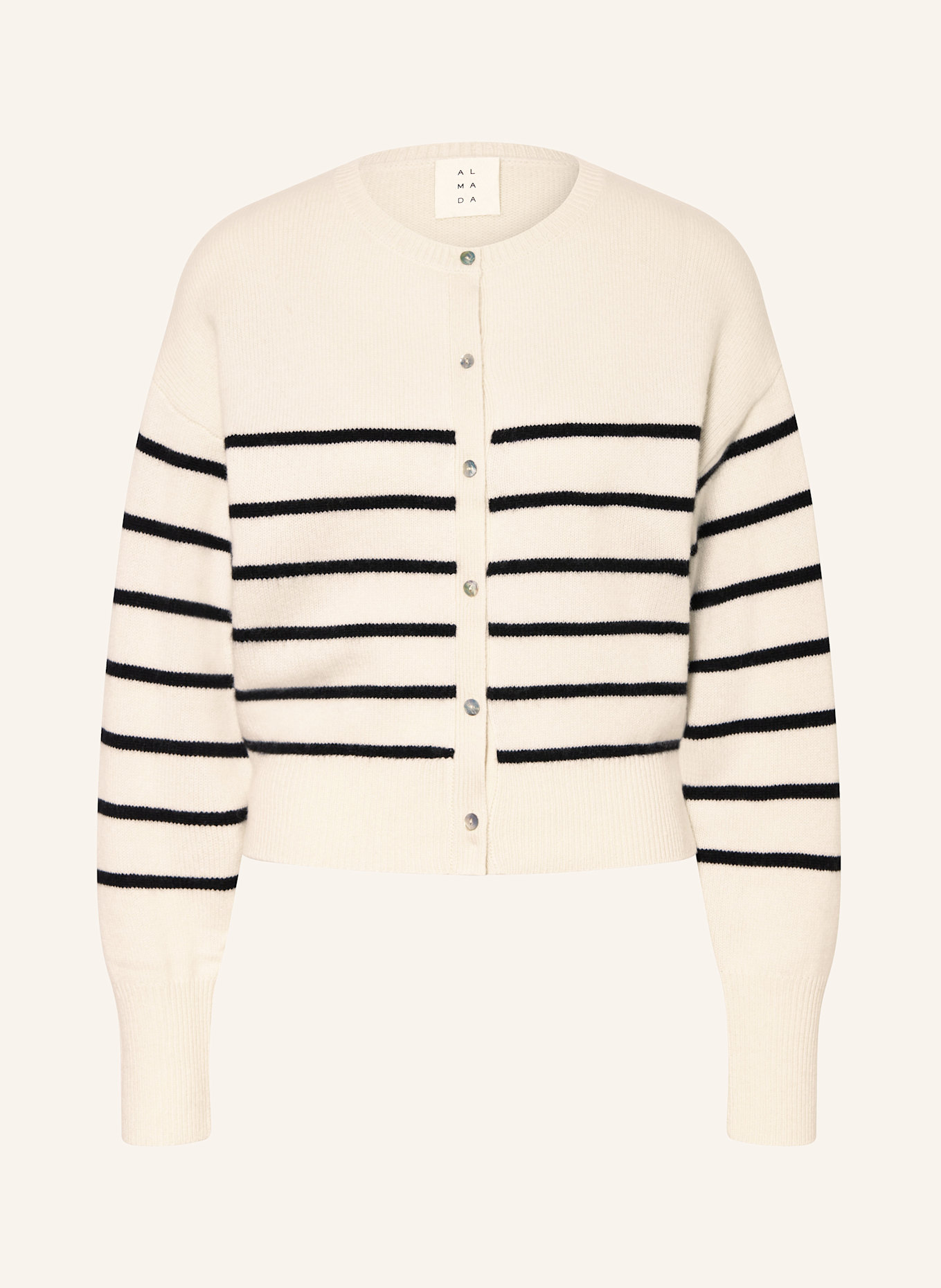 ALMADA LABEL Strickjacke COCO aus Cashmere: ECRU / SCHWARZ