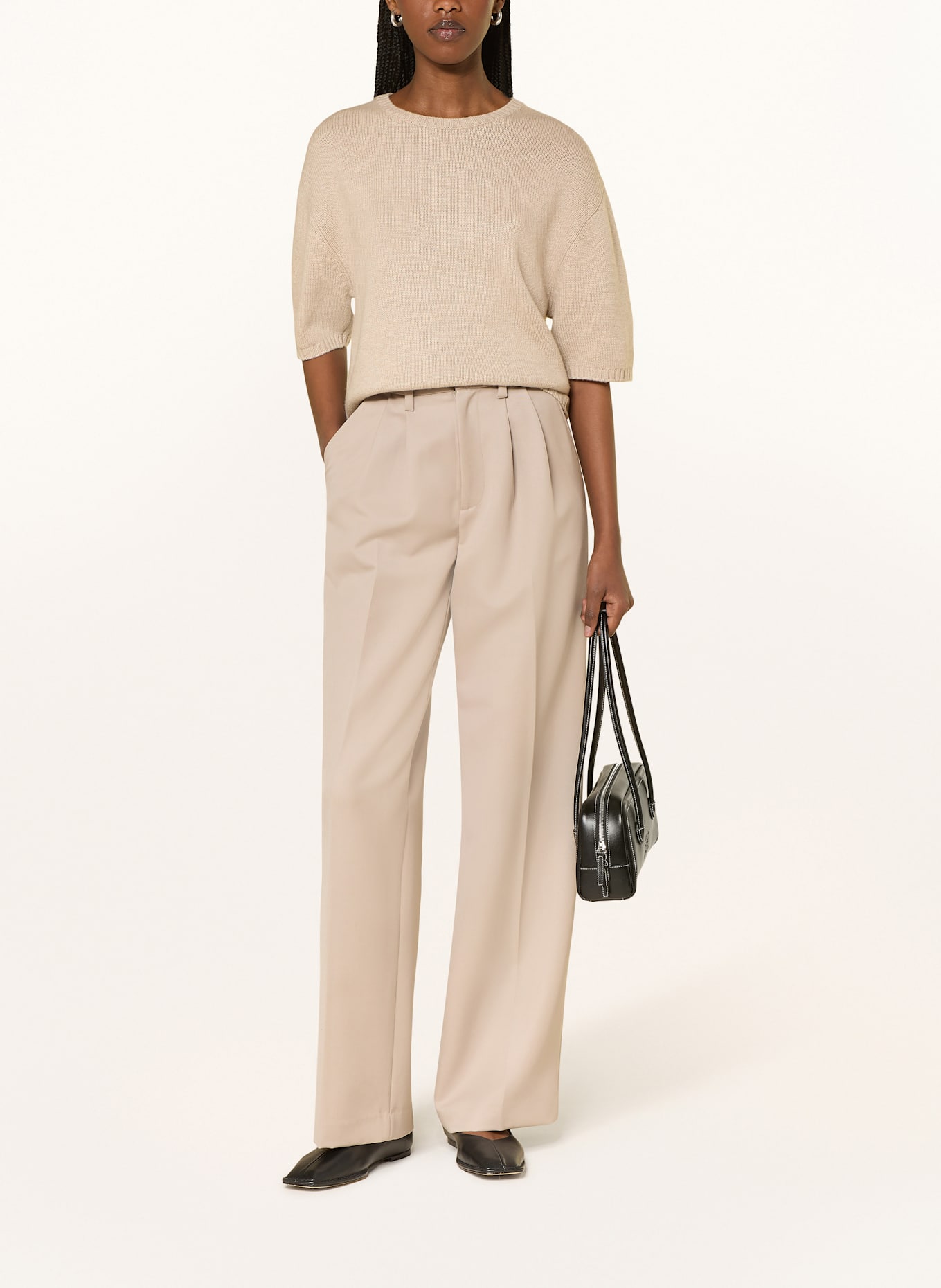 ALMADA LABEL Úpletové tričko FEI z merino vlny s kašmírem: SVĚTLE HNĚDÁ