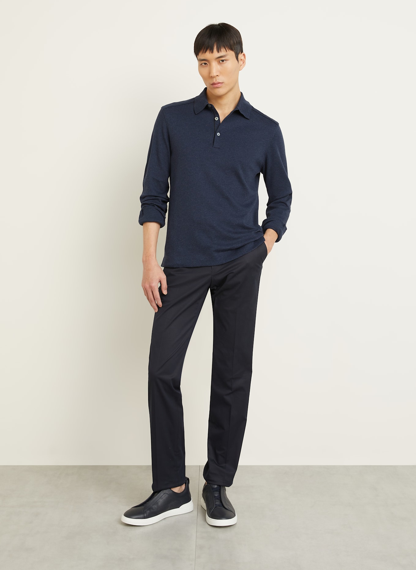 ZEGNA Polo piqué: BLEU FONCÉ