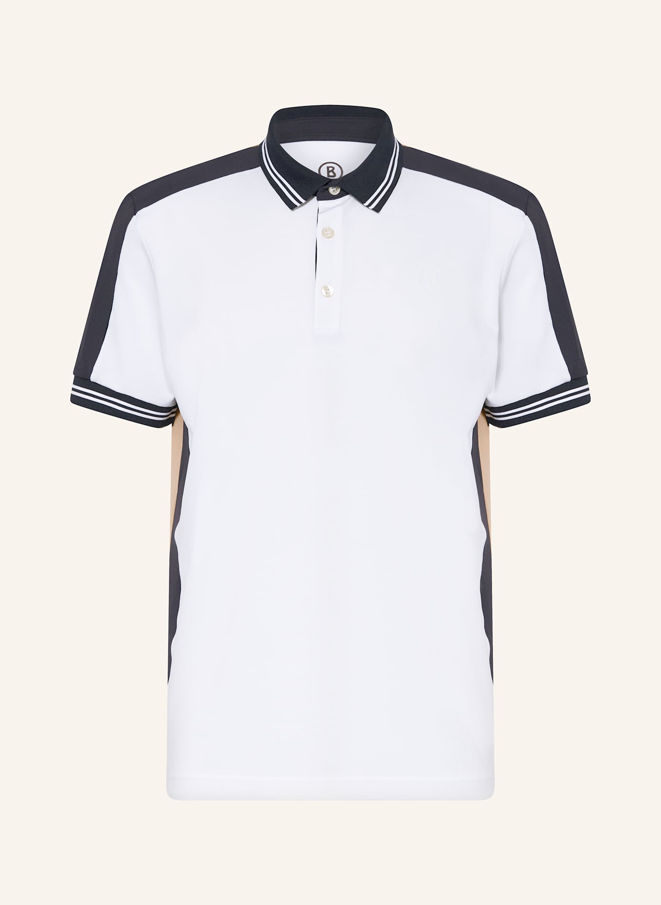 BOGNER Functional polo shirt CORNELIUS: CREAM / DARK BLUE / LIGHT BROWN