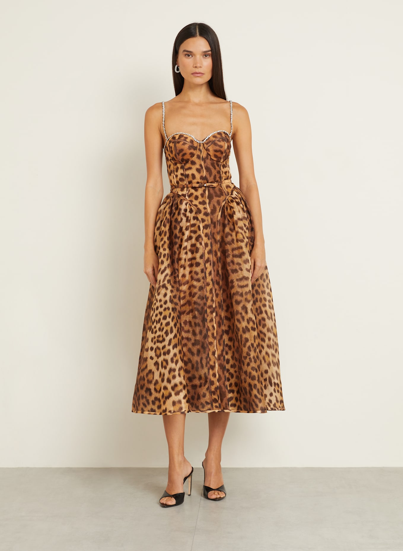 ZIMMERMANN Kleid CRUSH mit Leinen und Seide: BRAUN / HELLBRAUN