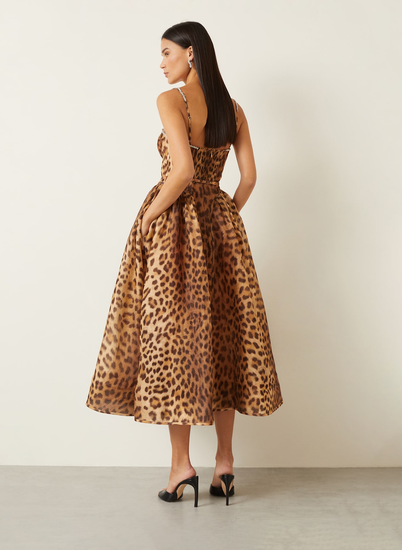 ZIMMERMANN Kleid CRUSH mit Leinen und Seide: BRAUN / HELLBRAUN