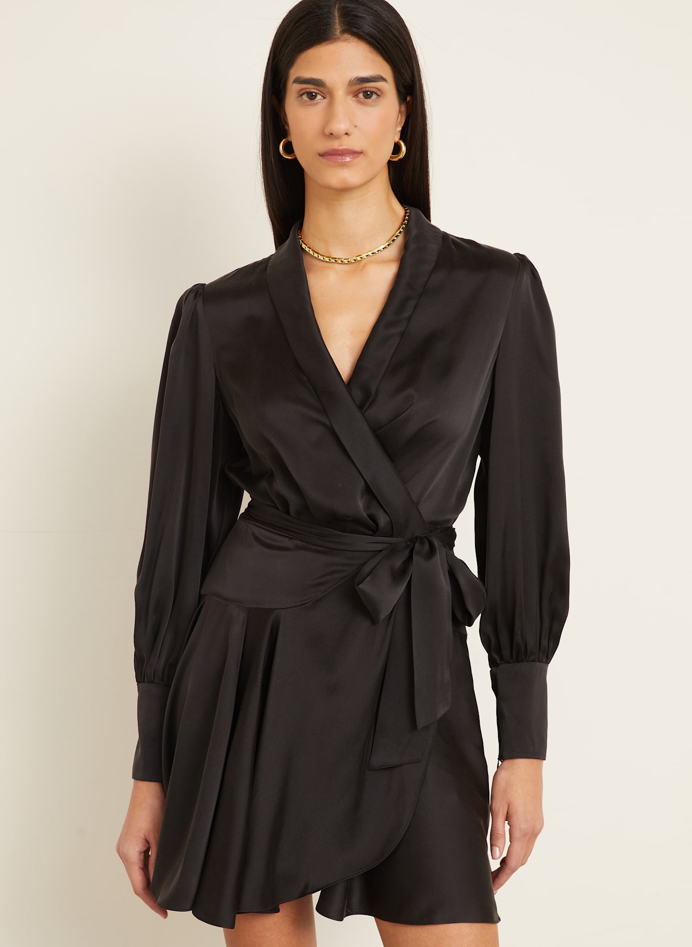 ZIMMERMANN Wickelkleid aus Seide: SCHWARZ