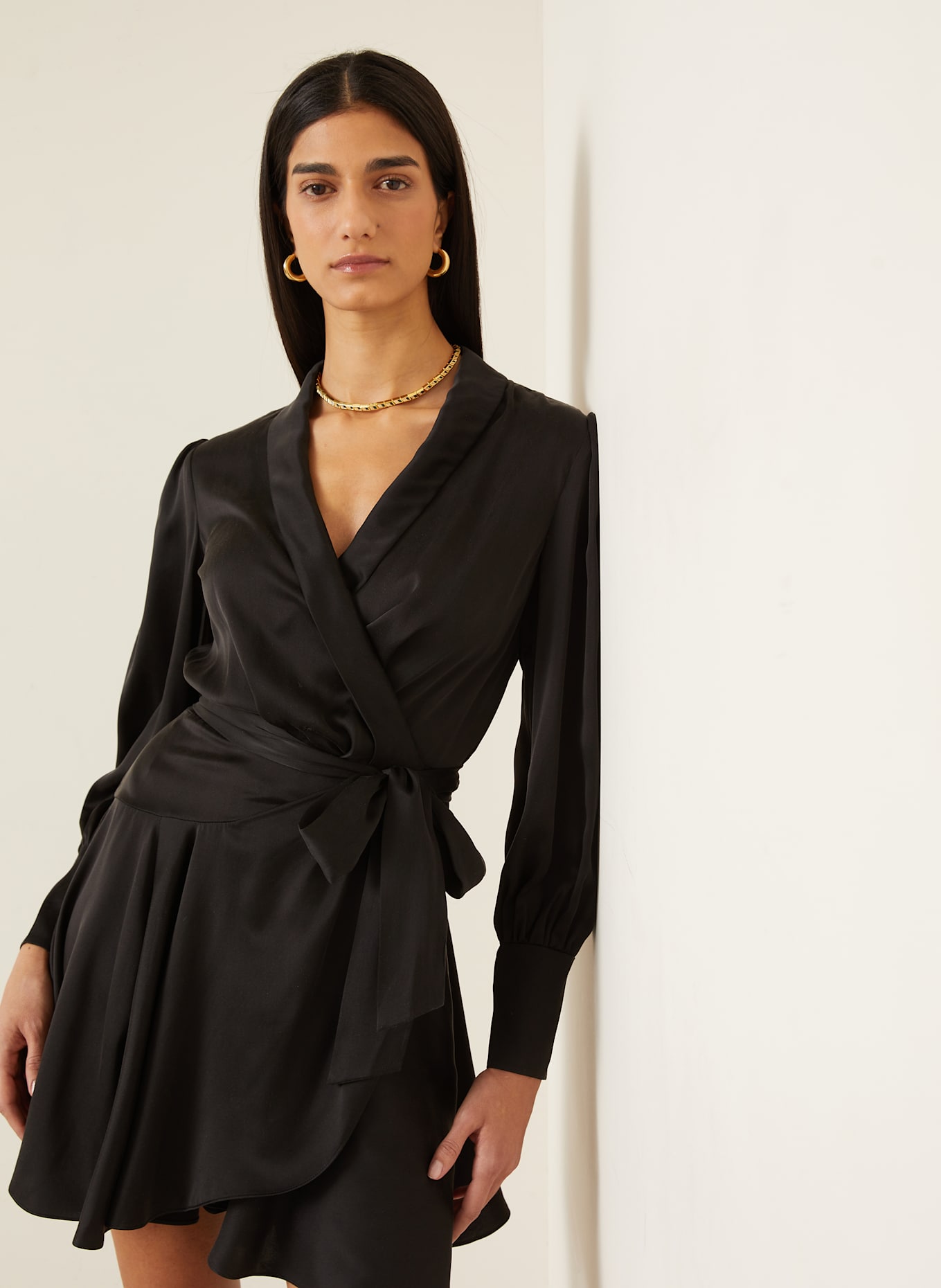 ZIMMERMANN Wickelkleid aus Seide: SCHWARZ