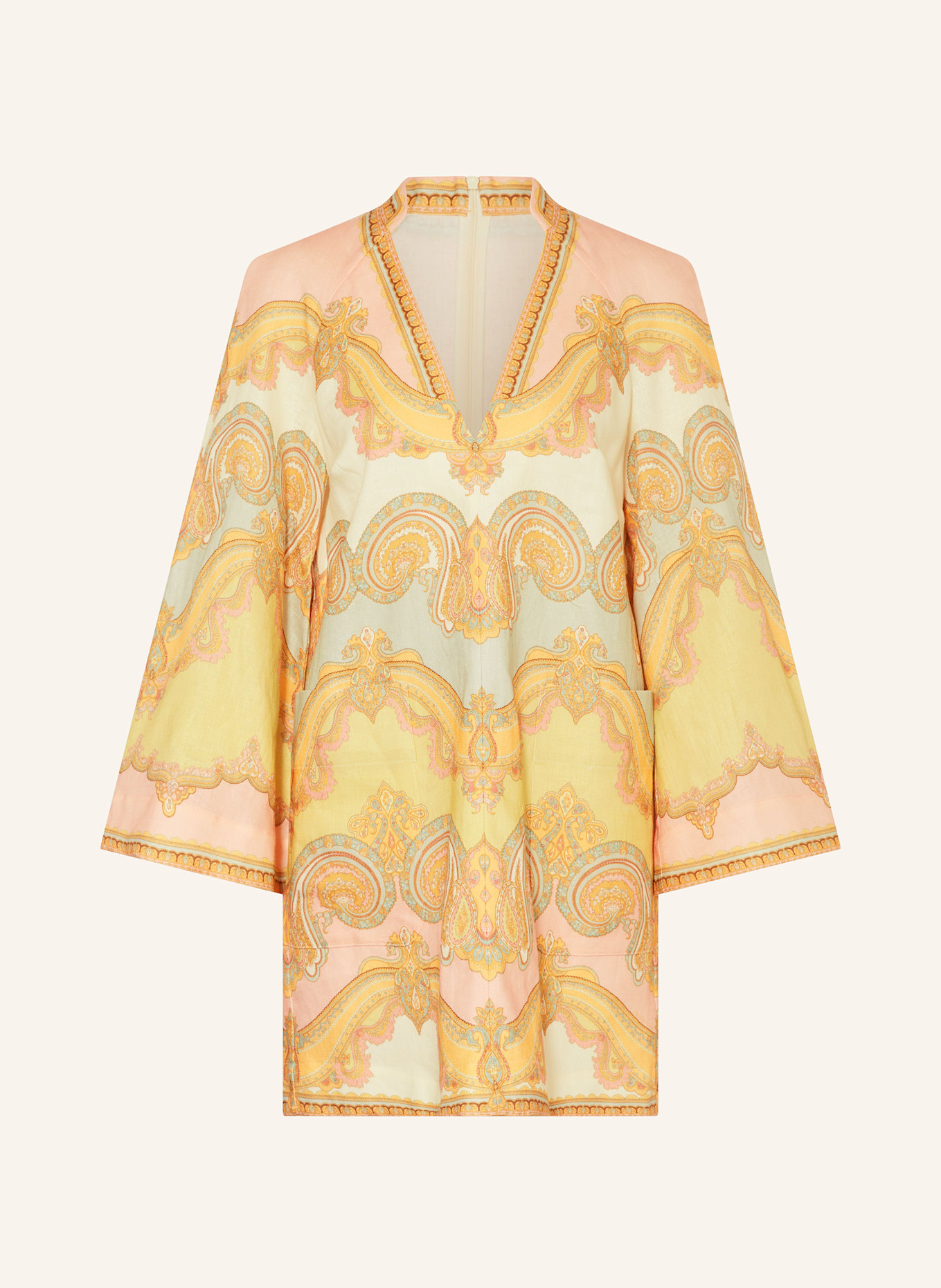 ZIMMERMANN Dress made of linen: DARK YELLOW / LIGHT GREEN / LIGHT PINK