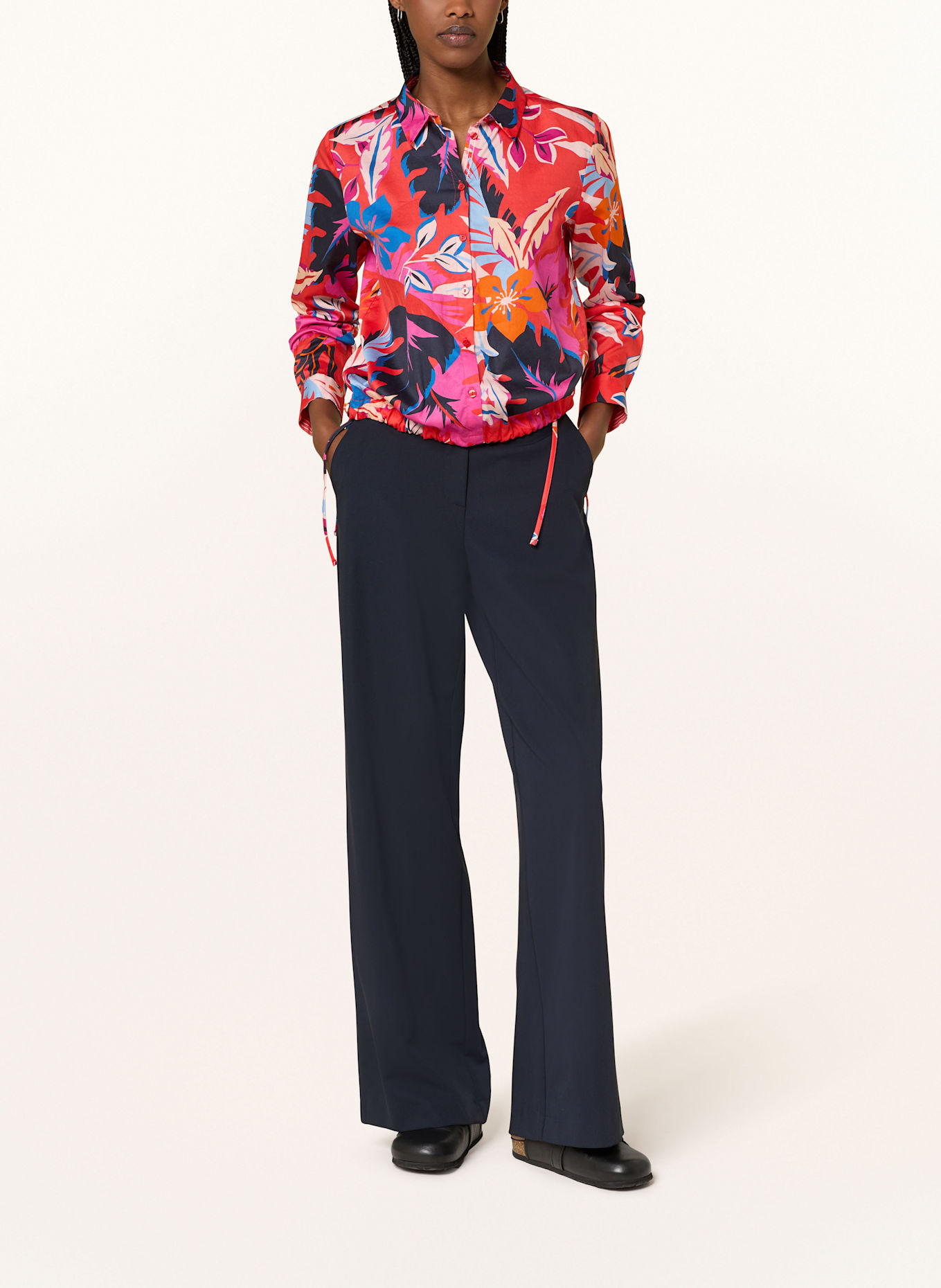 Smith & Soul Cropped-Hemdbluse, Farbe: PINK/ DUNKELBLAU/ ORANGE (Bild 2)