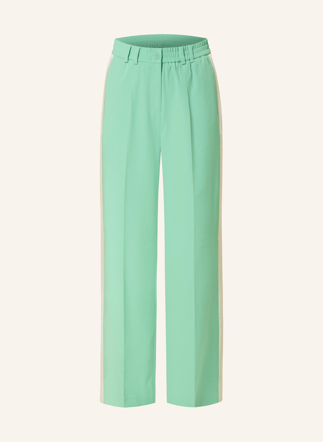 Smith & Soul Hose mit Galonstreifen: HELLGRÜN/ CREME