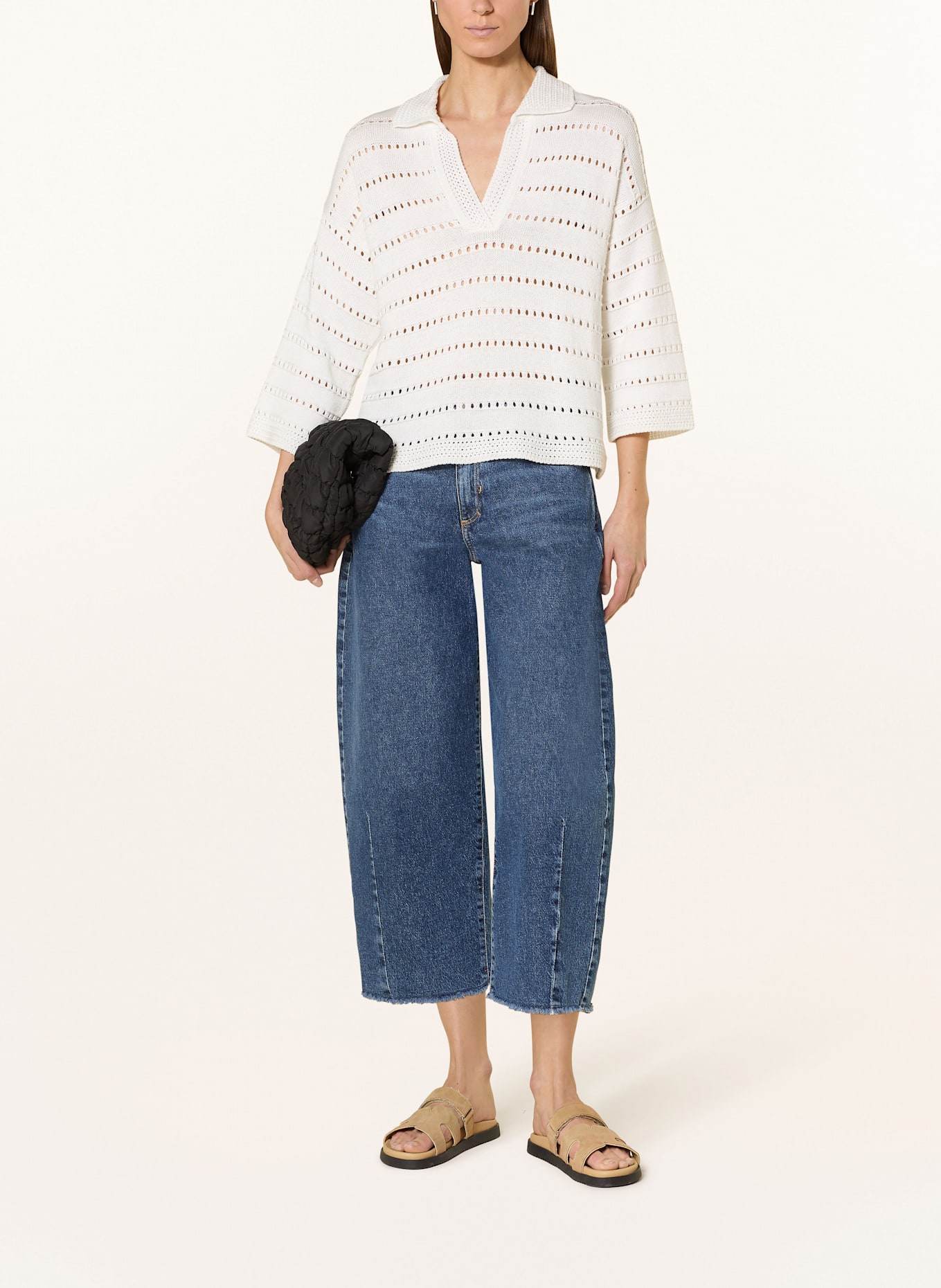 Smith & Soul Úpletová polokošile: BÍLÁ