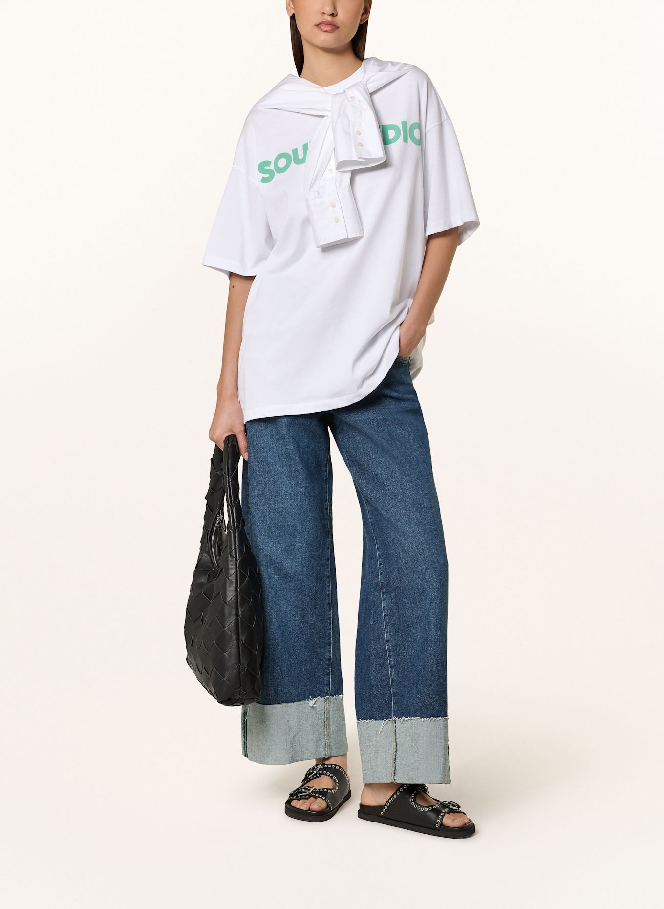 Smith & Soul Oversized tričko: BÍLÁ