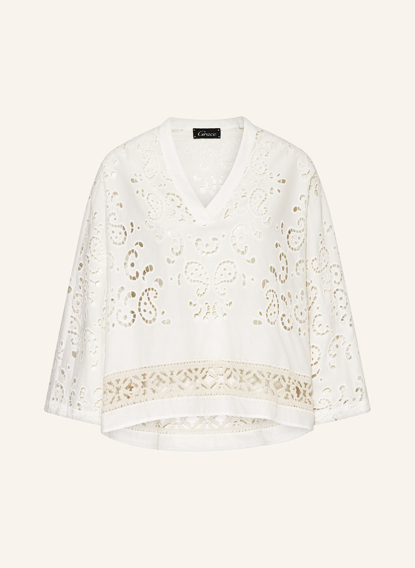 Grace Lace poncho: WHITE / BEIGE