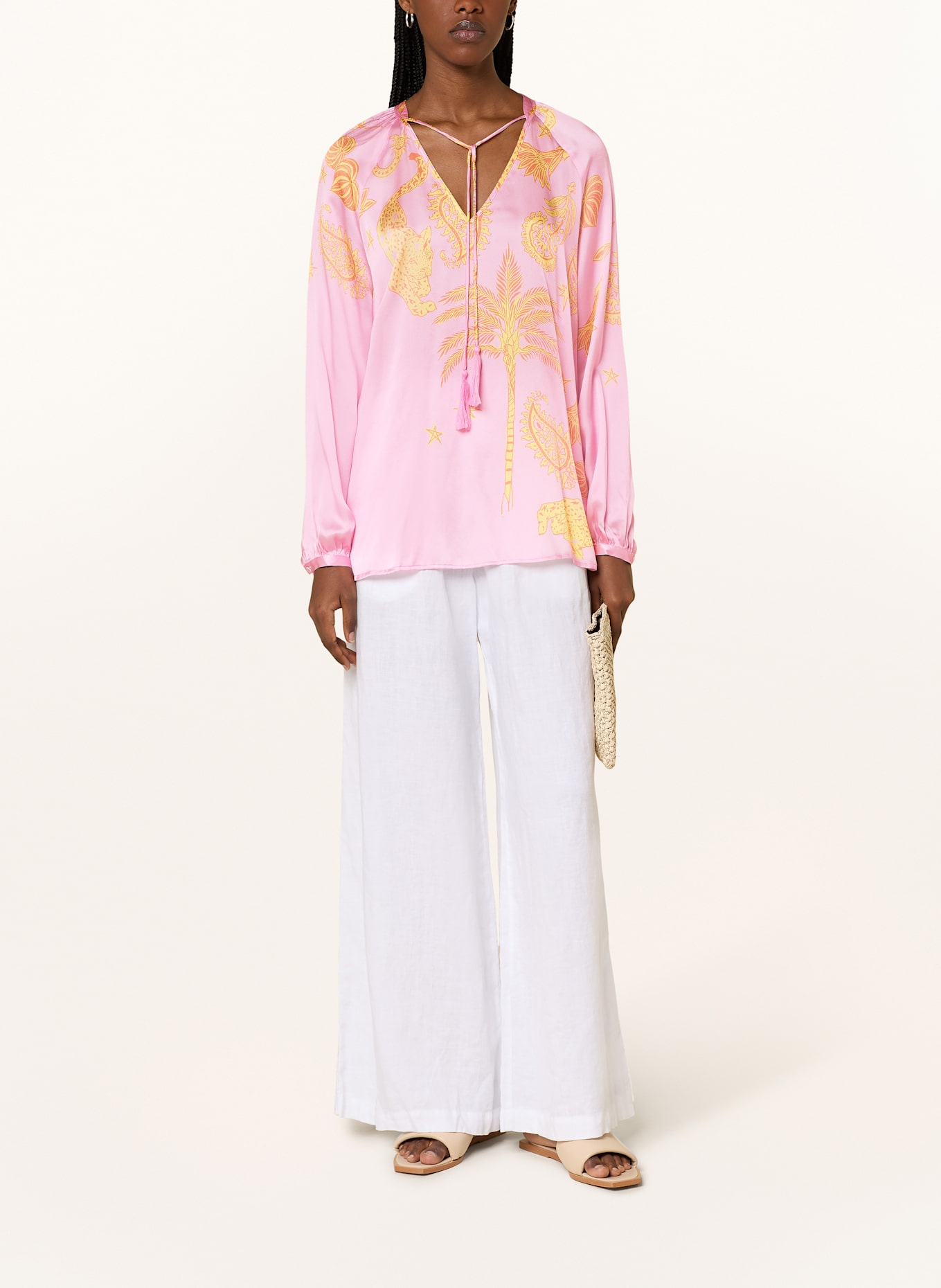 Grace Blusenshirt mit Seide: ROSA / GELB / ORANGE