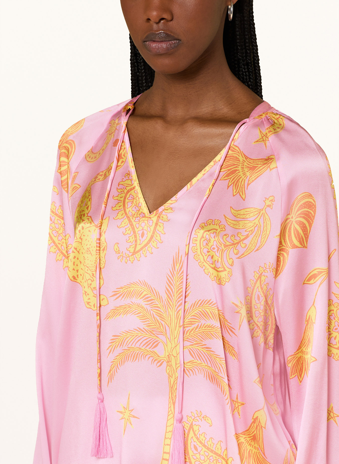 Grace Blusenshirt mit Seide: ROSA / GELB / ORANGE