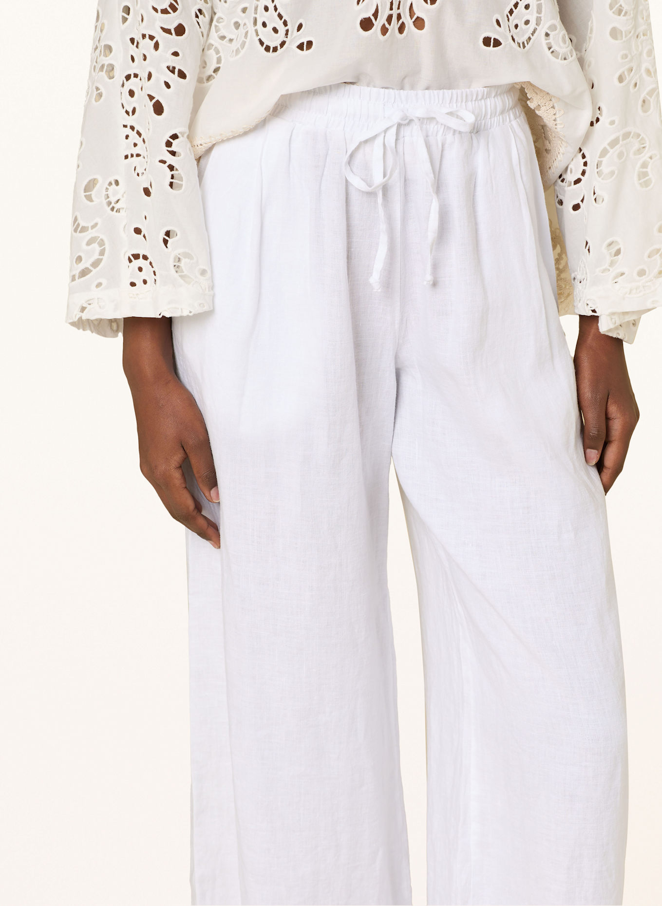 Grace Wide leg trousers jeans made of linen, Color: WHITE (Image 5)