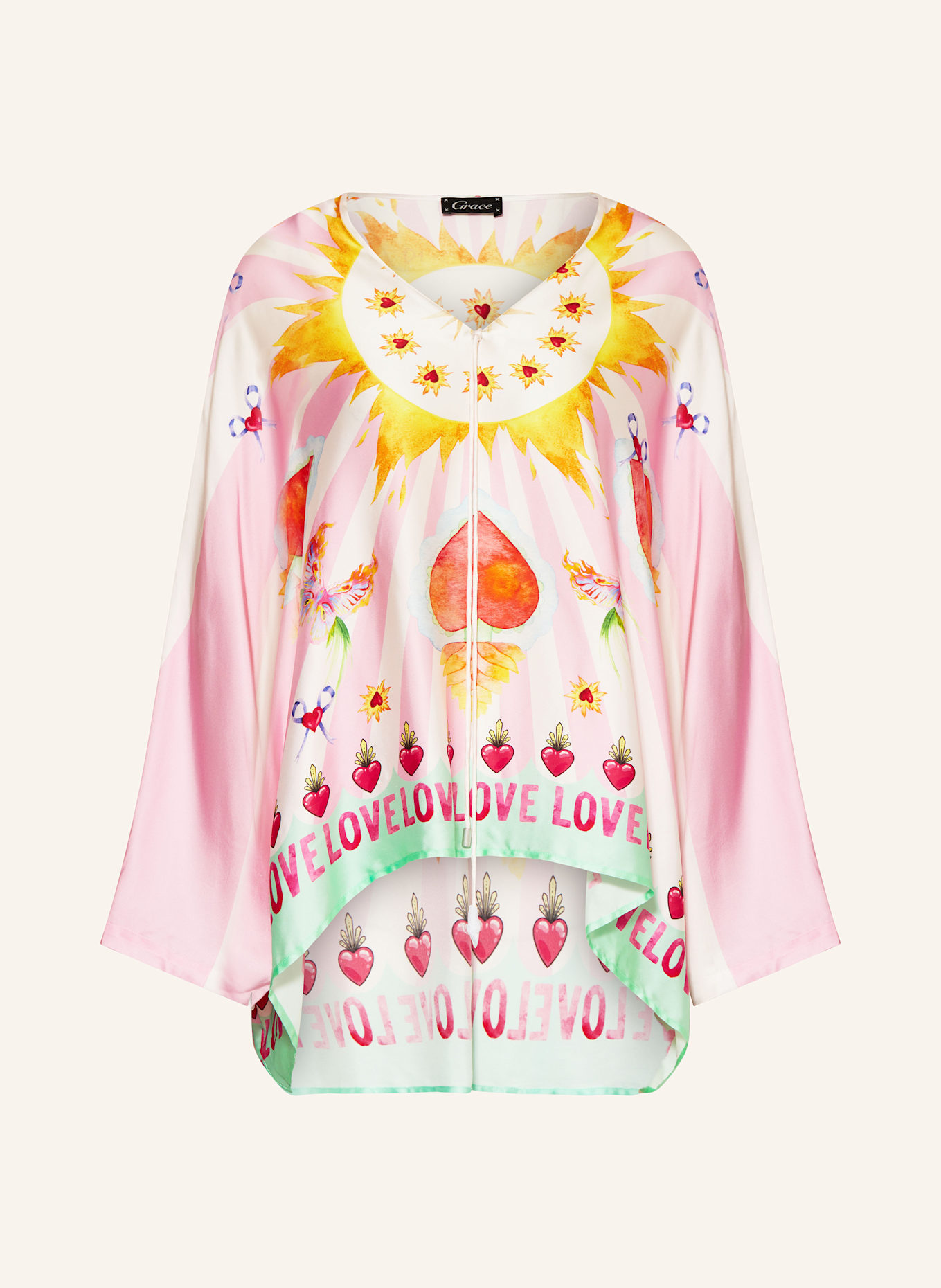 Grace Satin-Poncho: ROSA / WEISS / MINT