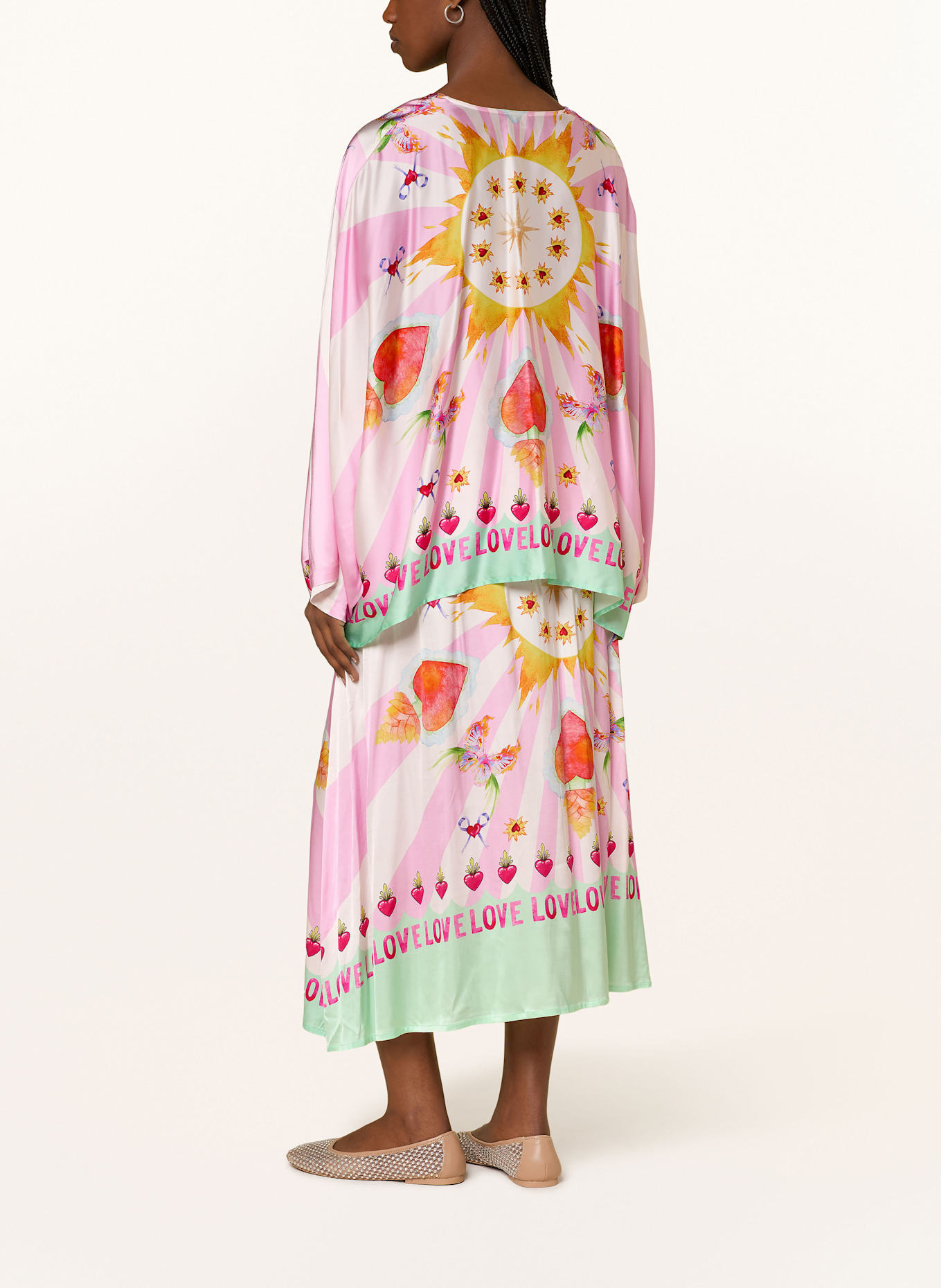 Grace Satin-Poncho: ROSA / WEISS / MINT