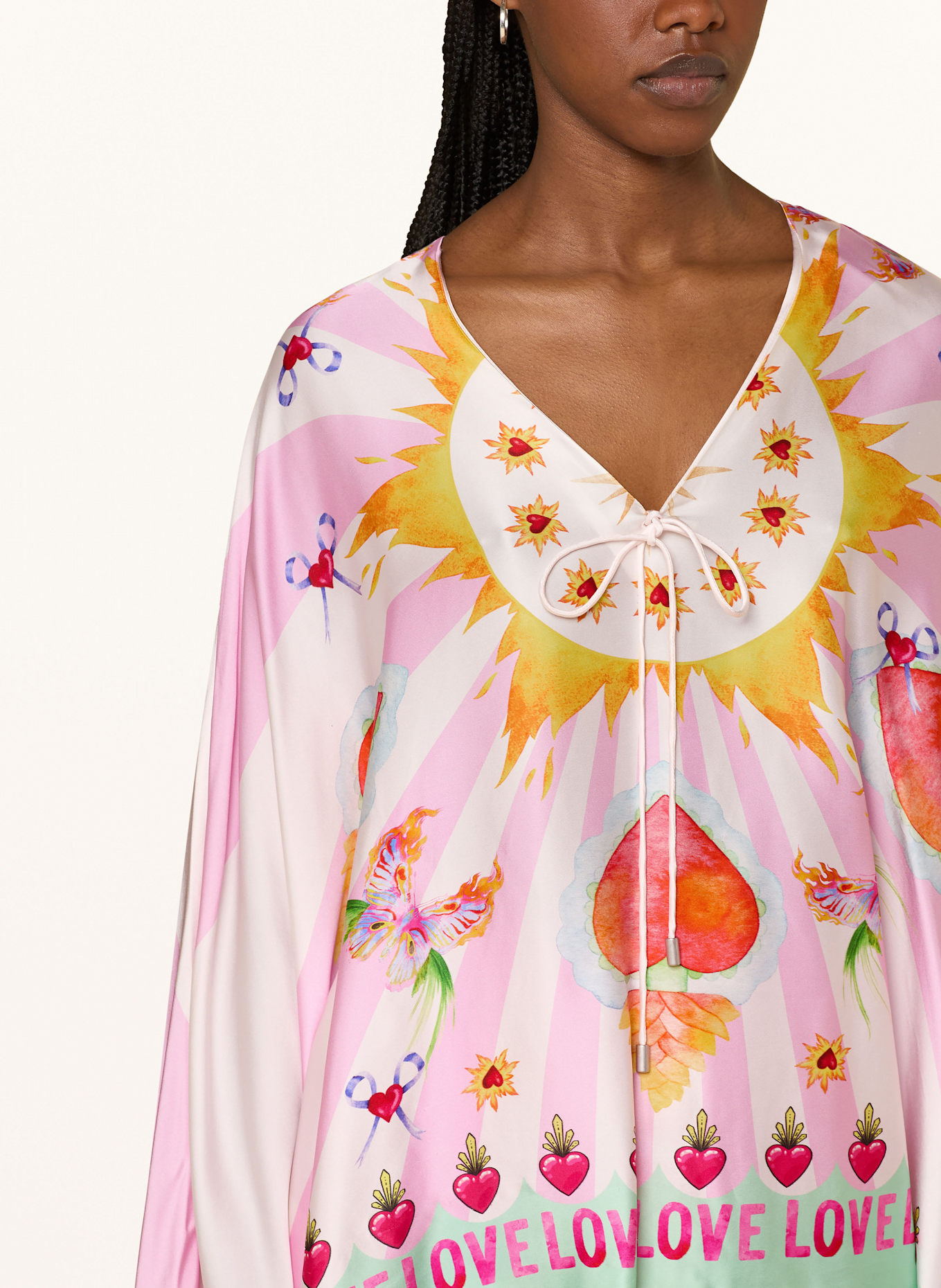 Grace Satin-Poncho: ROSA / WEISS / MINT