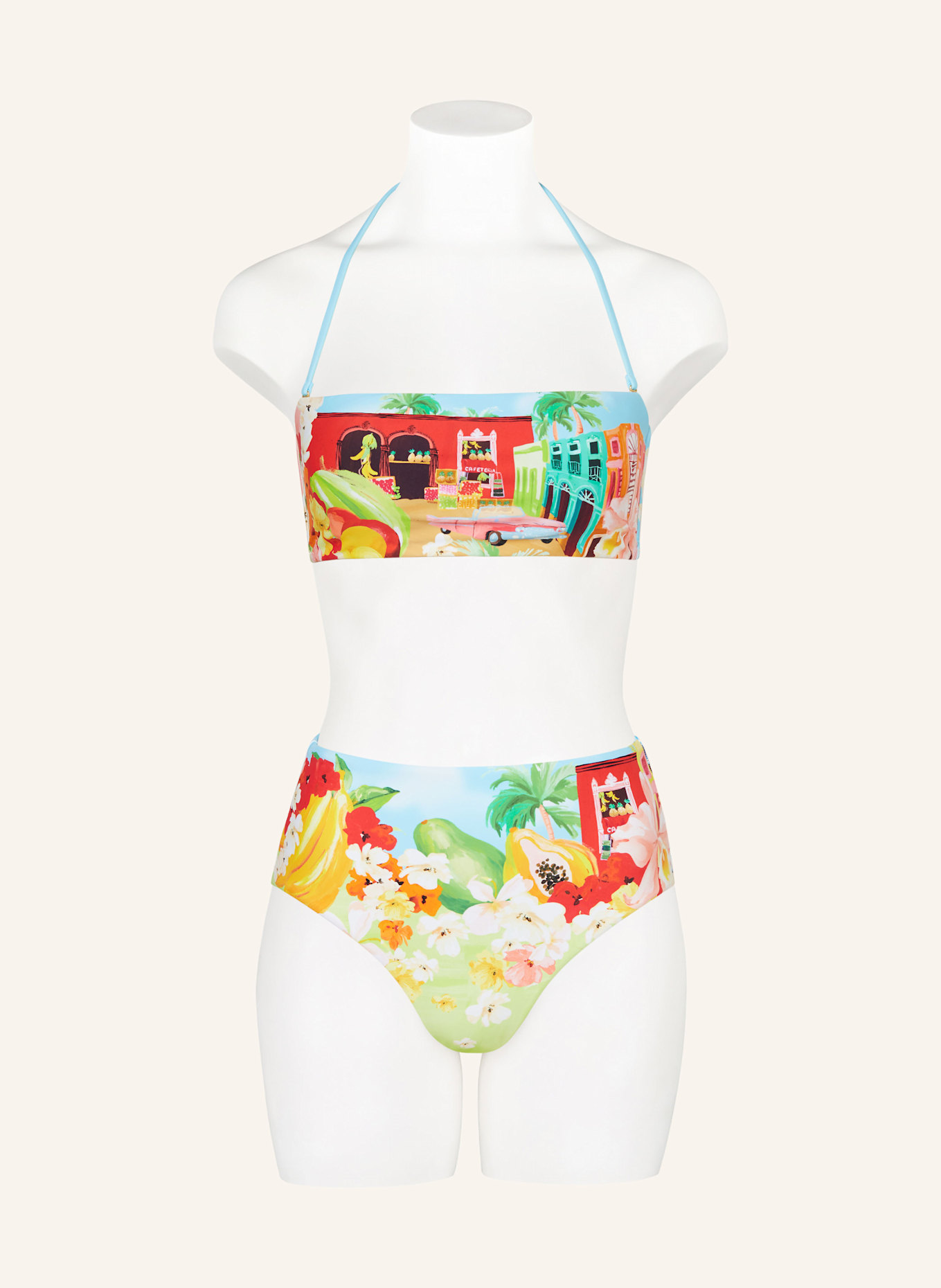 SEAFOLLY Bandeau-Bikini-Top CUBA: HELLBLAU/ ROT/ ROSA