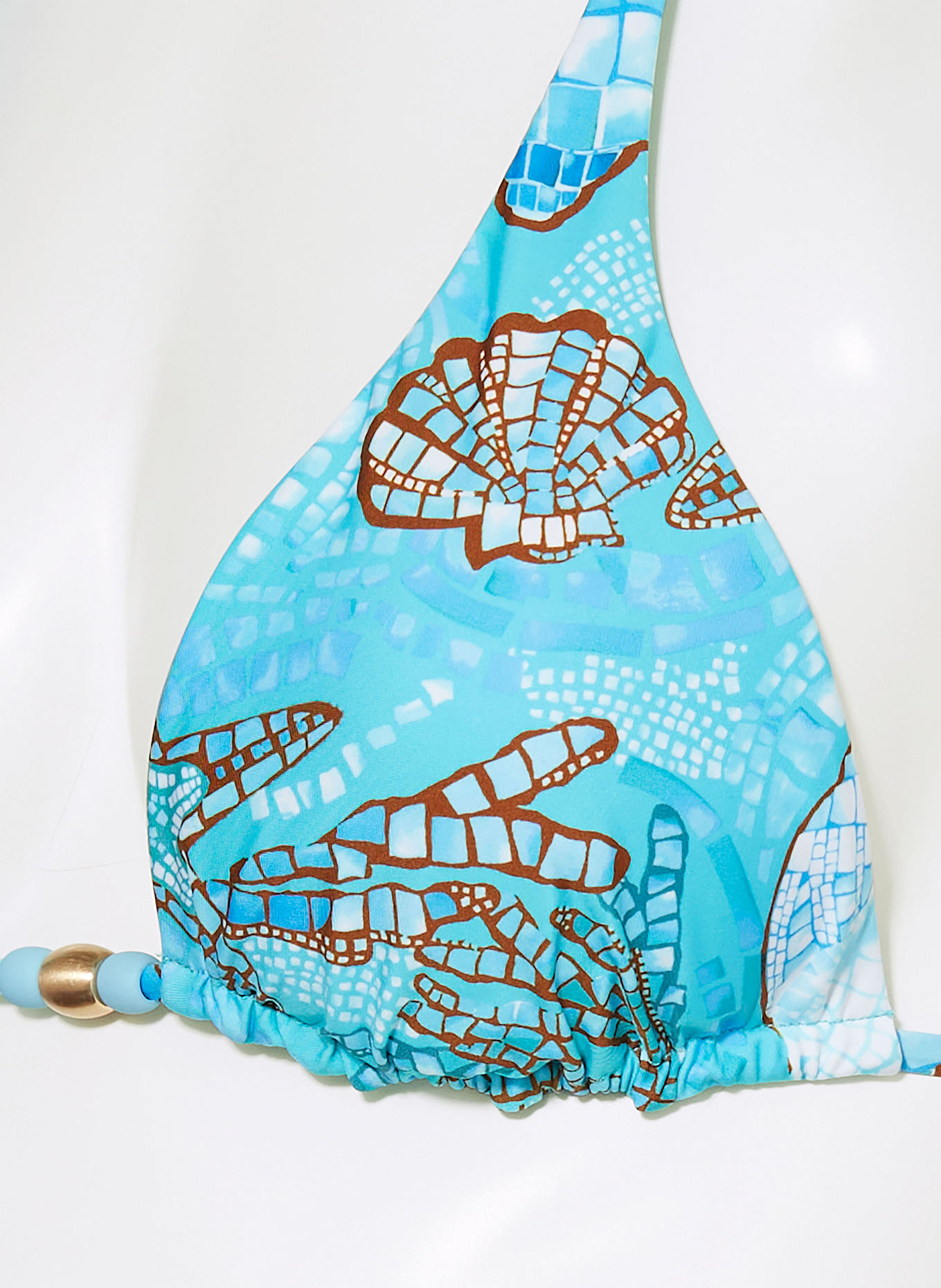 SEAFOLLY LA MER triangle bikini top: TURQUOISE / LIGHT BLUE / BROWN