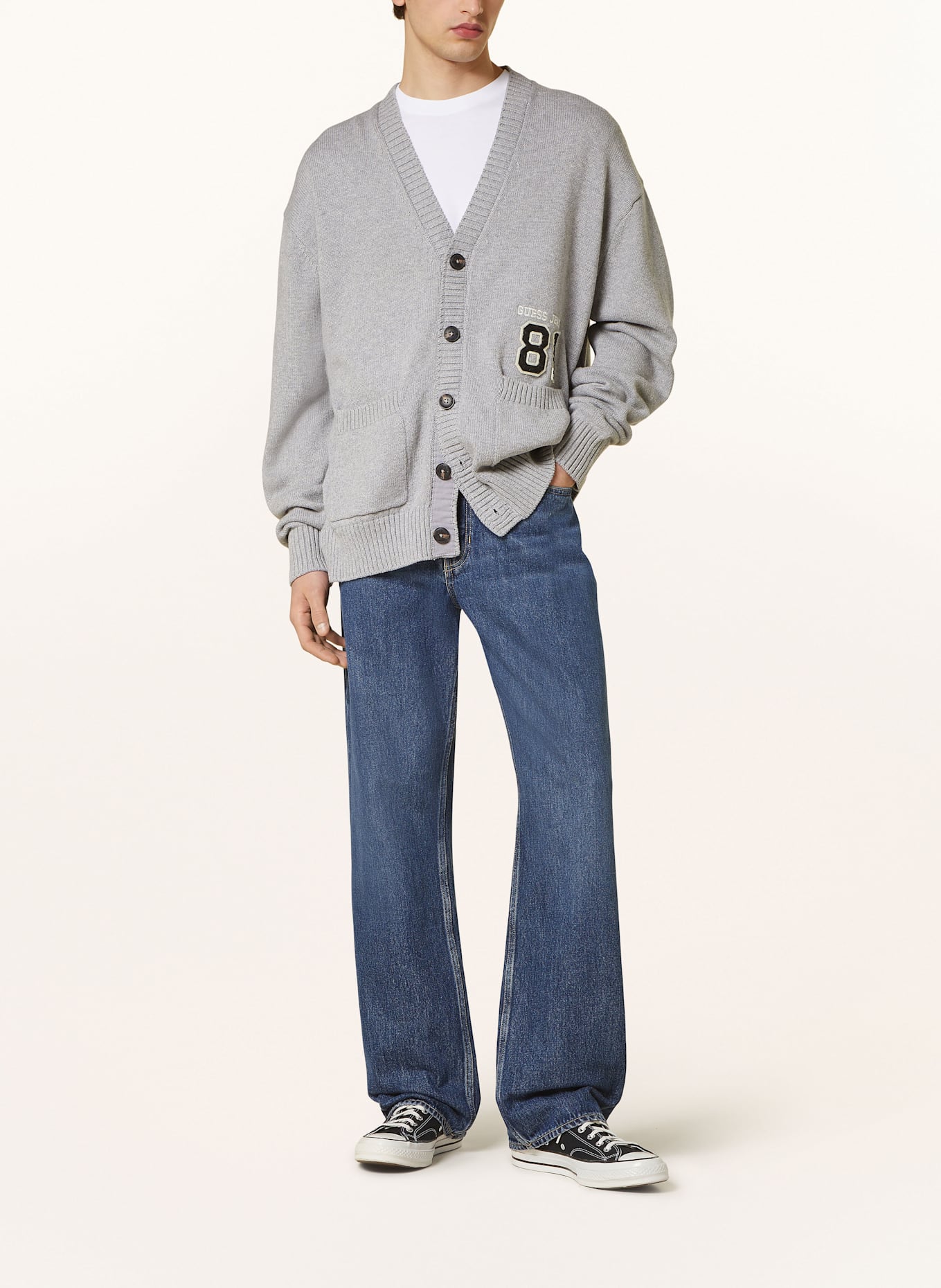 GUESS JEANS Strickjacke: GRAU