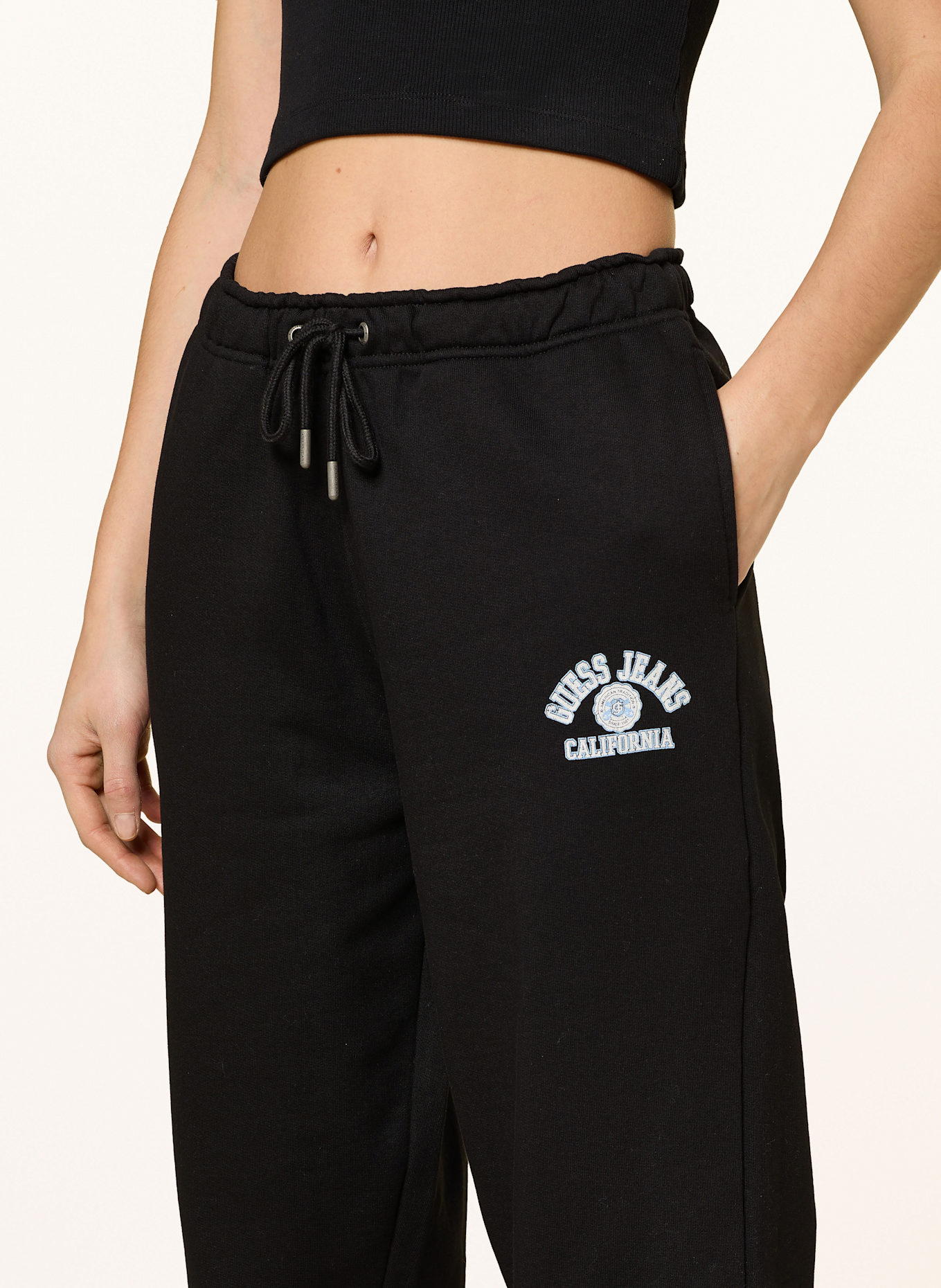 GUESS JEANS Pants in jogger style: BLACK