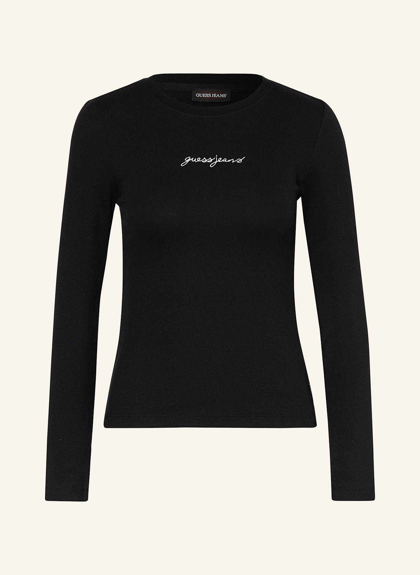 GUESS JEANS Tričko s dlouhým rukávem: ČERNÁ