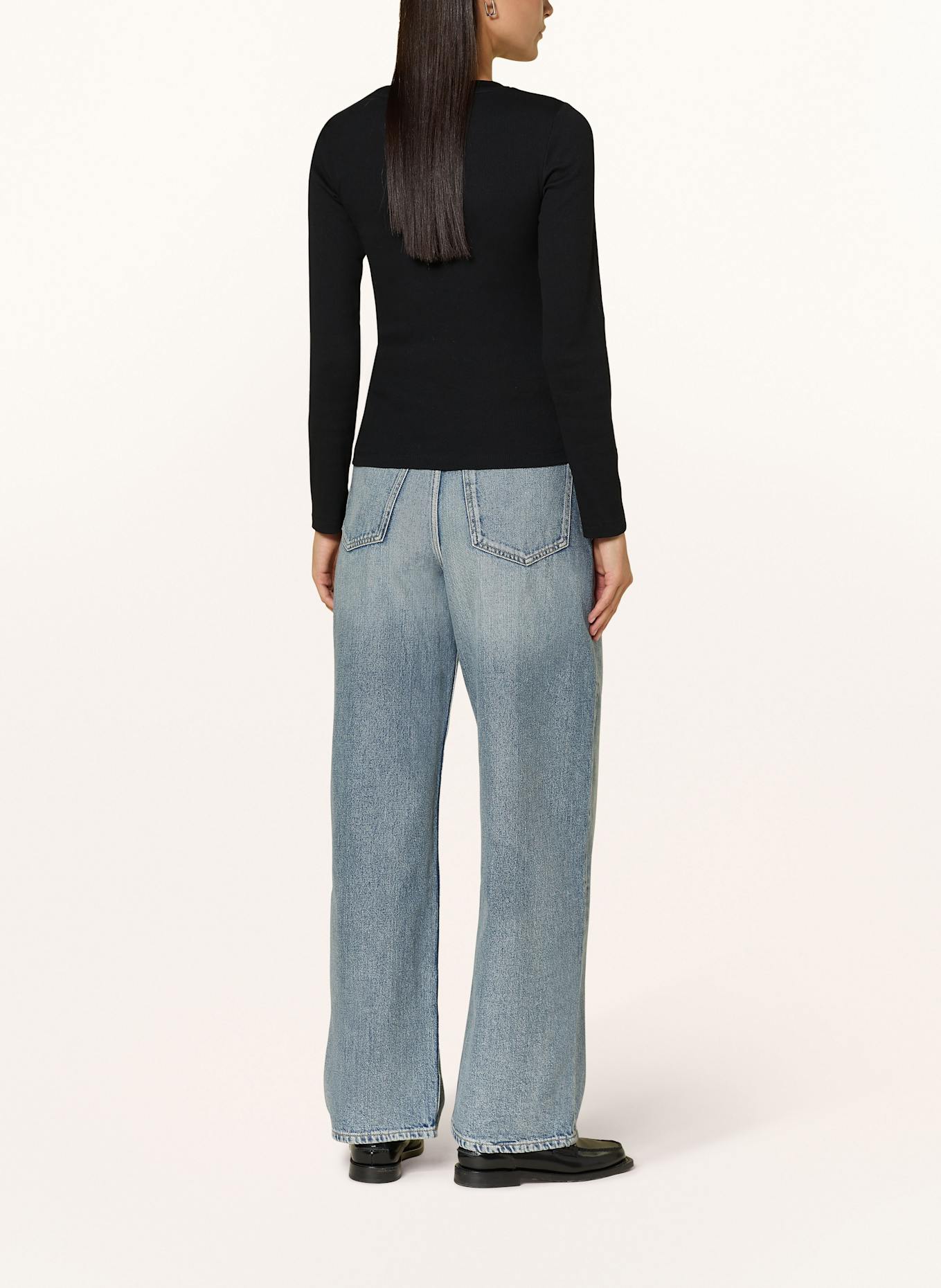 GUESS JEANS Tričko s dlouhým rukávem: ČERNÁ