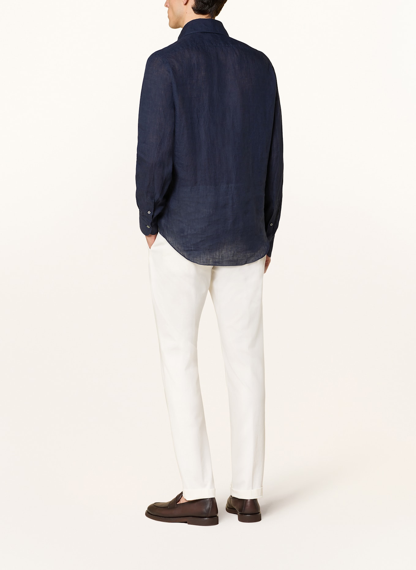 FINAMORE 1925 Leinenhemd TOKYO SERGIO Slim Fit: DUNKELBLAU