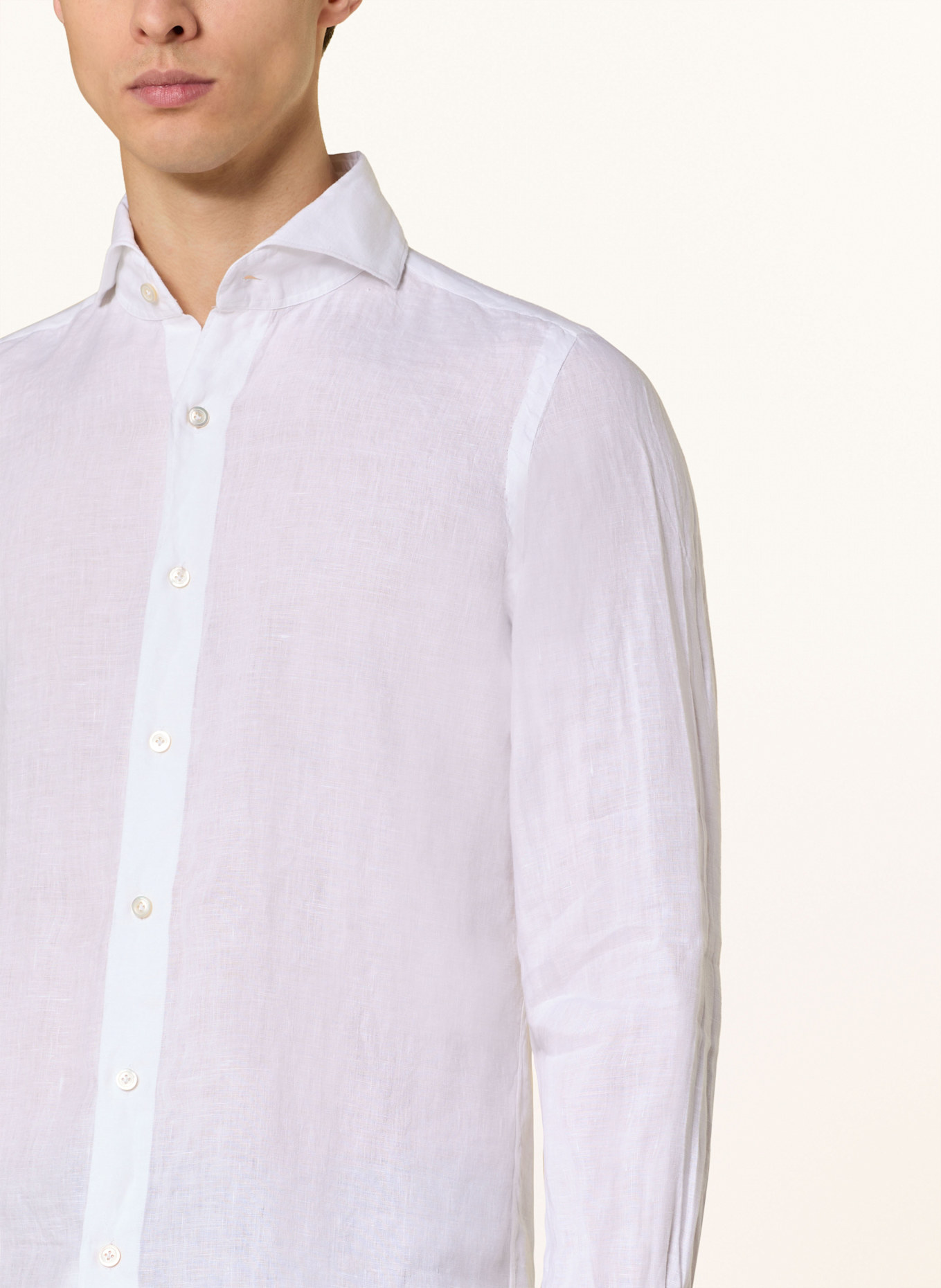 FINAMORE 1925 Linen shirt TOKYO SERGIO Slim Fit: WHITE