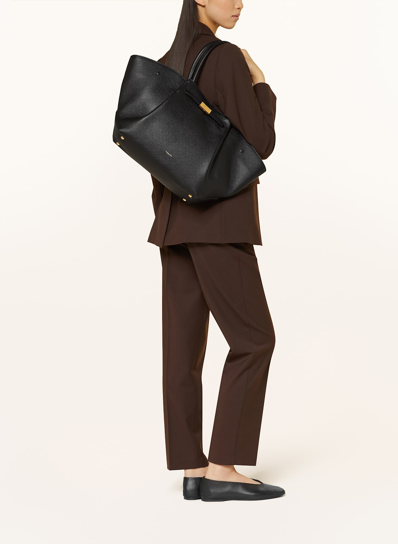 『DEMELLIER』The New York The Midi New York | Tan Small Grain Ecru Stitching | DeMellier