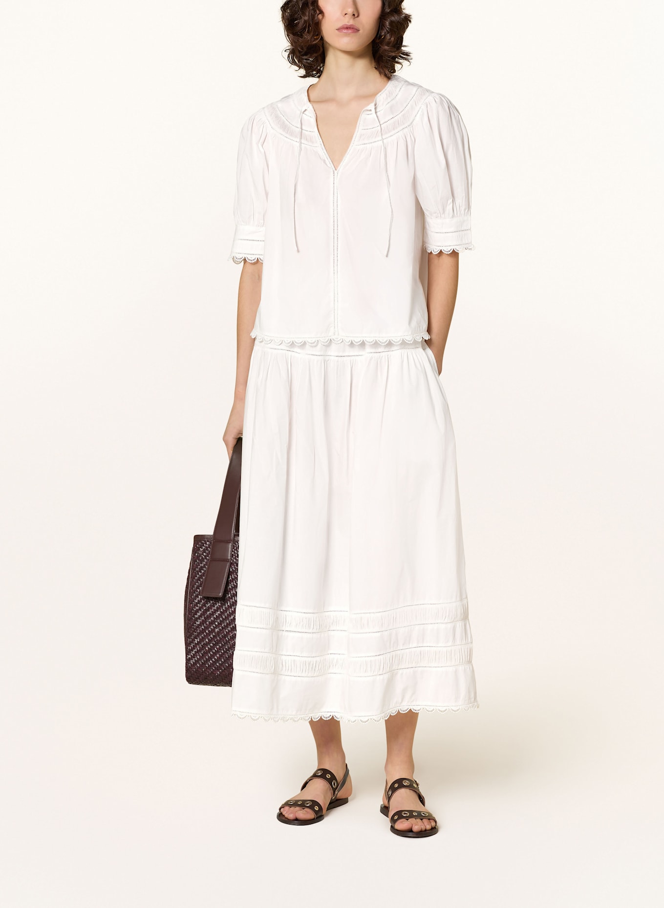 ULLA JOHNSON Sukně HARLOW: BÍLÁ