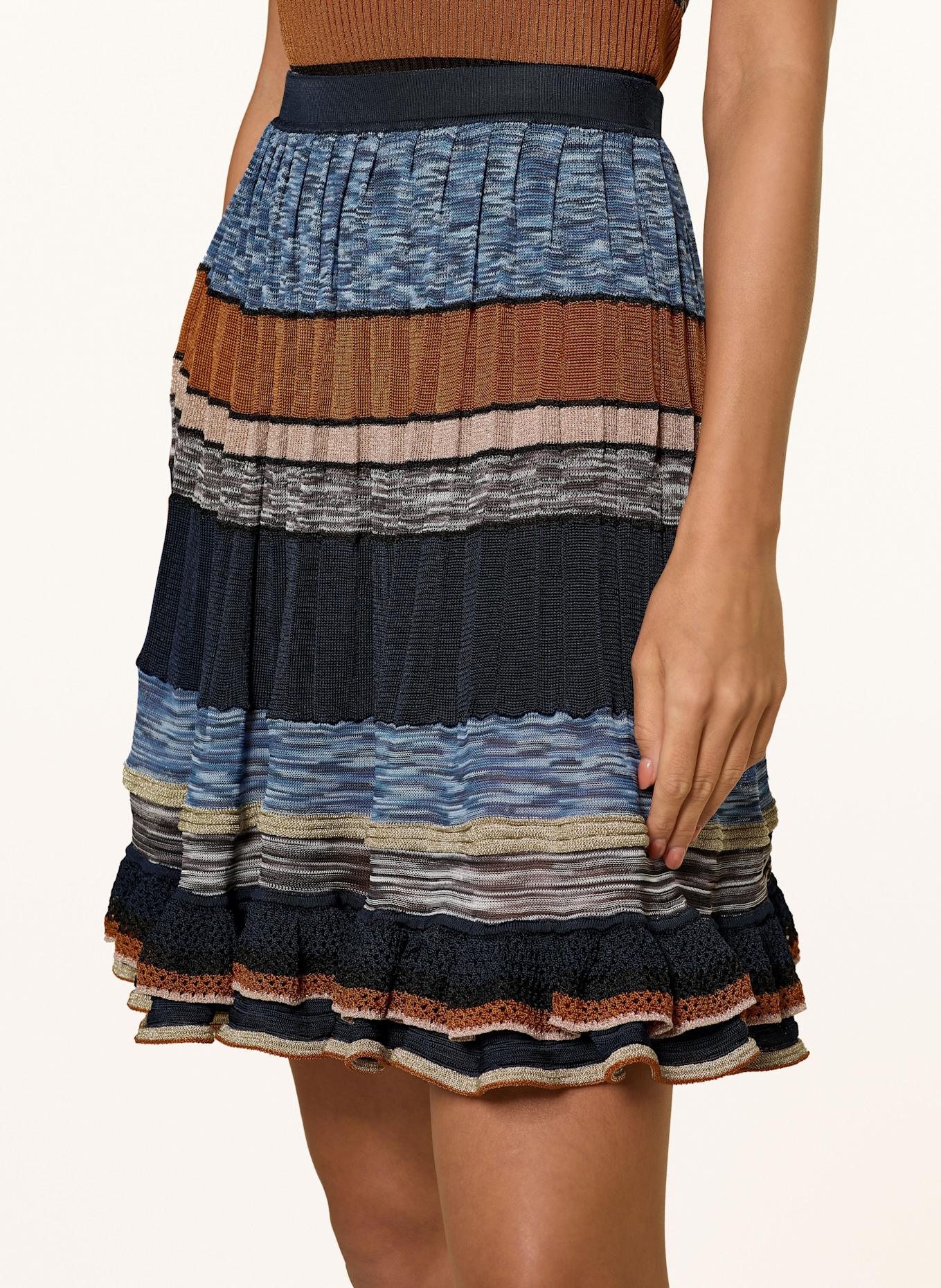 ULLA JOHNSON Strickrock EIOS mit Glitzergarn: DUNKELBLAU/ BLAU/ ORANGE