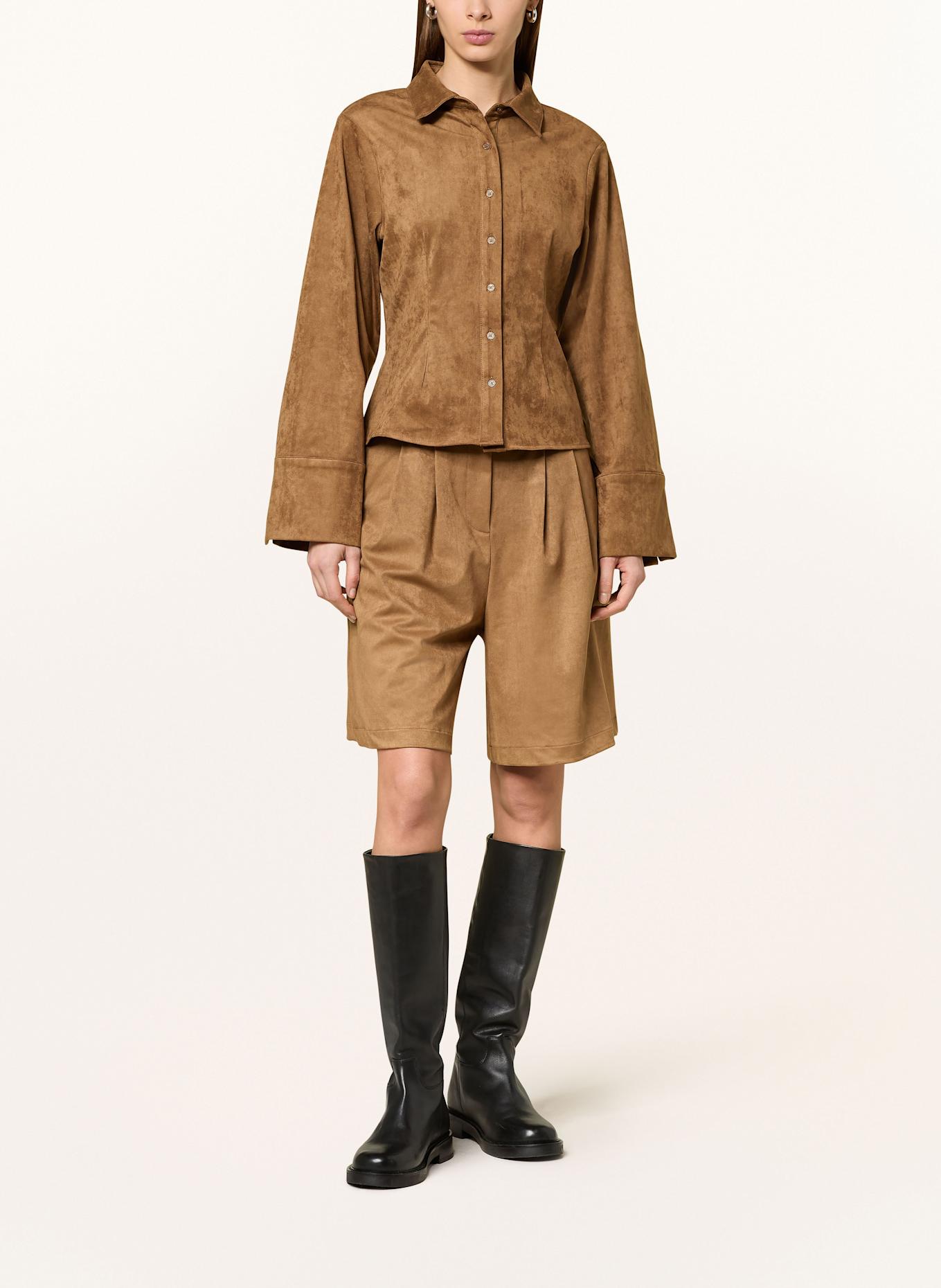NEO NOIR NIKA shorts in leather look: COGNAC