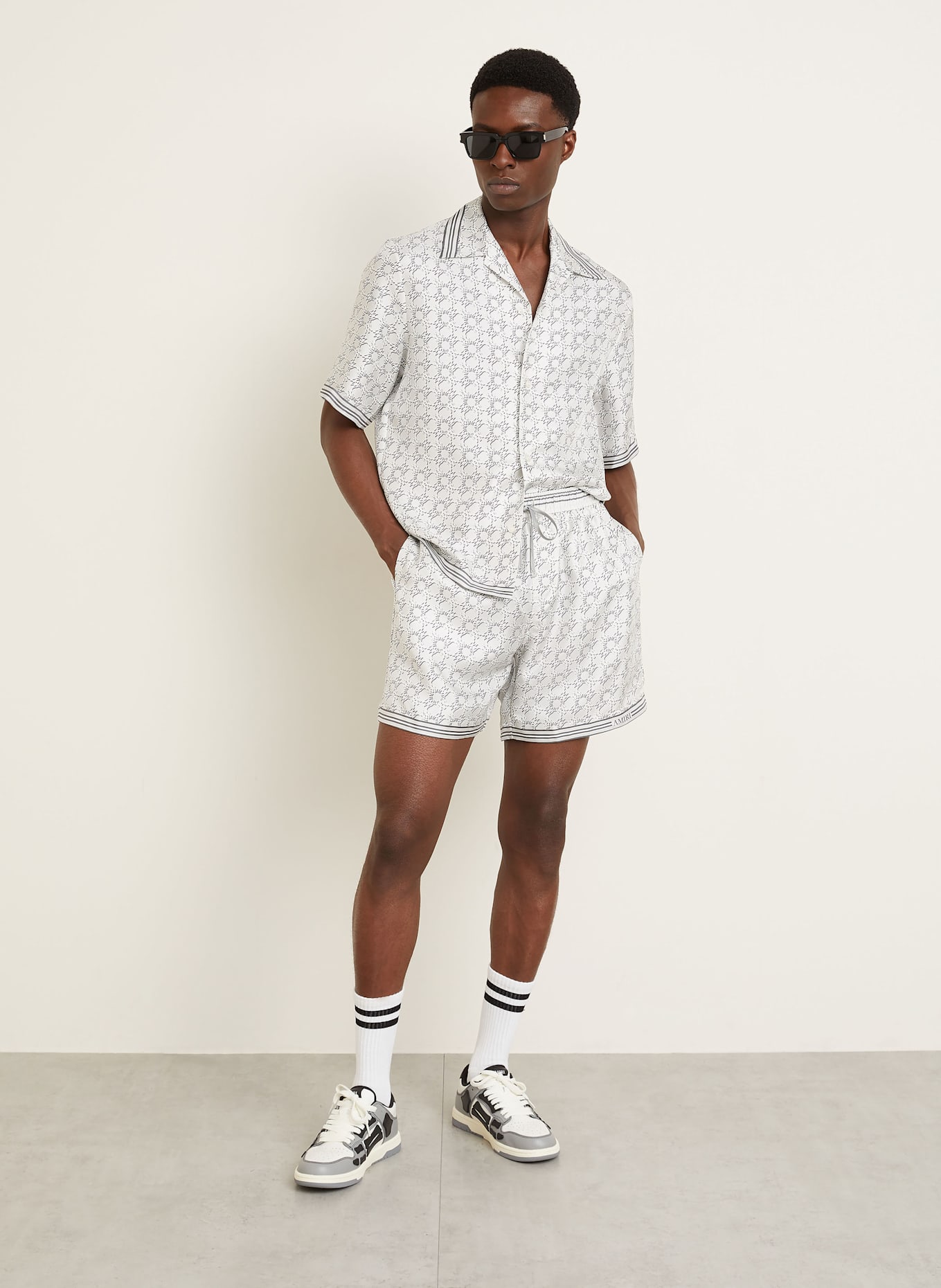 AMIRI Silk shorts QUAD: WHITE/ LIGHT GRAY/ GRAY