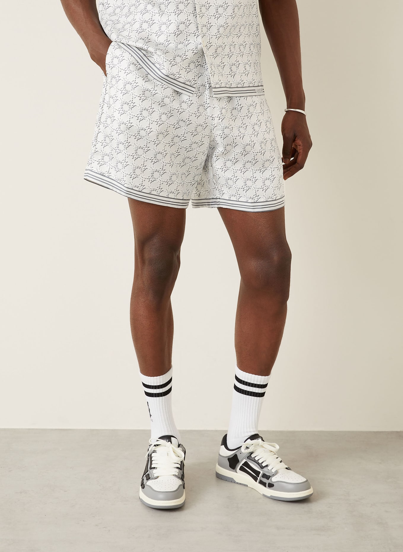 AMIRI Silk shorts QUAD: WHITE/ LIGHT GRAY/ GRAY