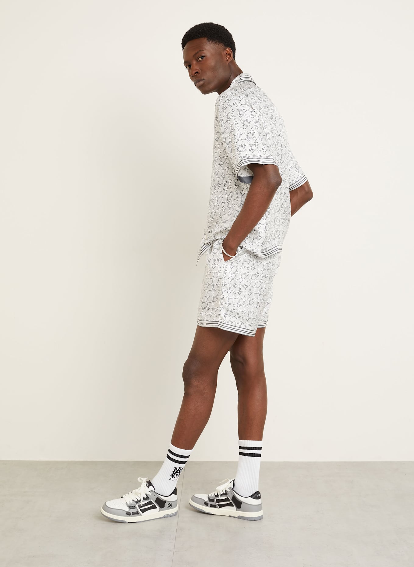 AMIRI Silk shorts QUAD: WHITE/ LIGHT GRAY/ GRAY