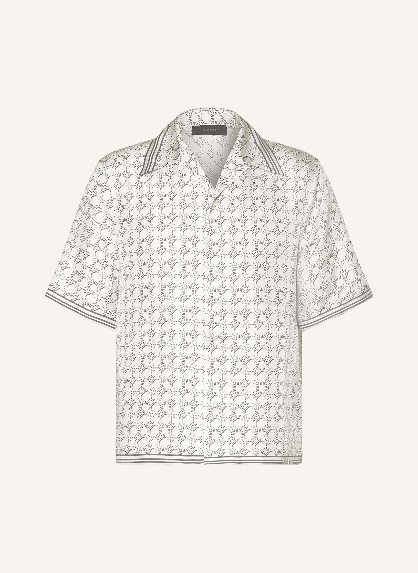AMIRI Resort shirt comfort fit in silk: GRAY/ LIGHT GRAY
