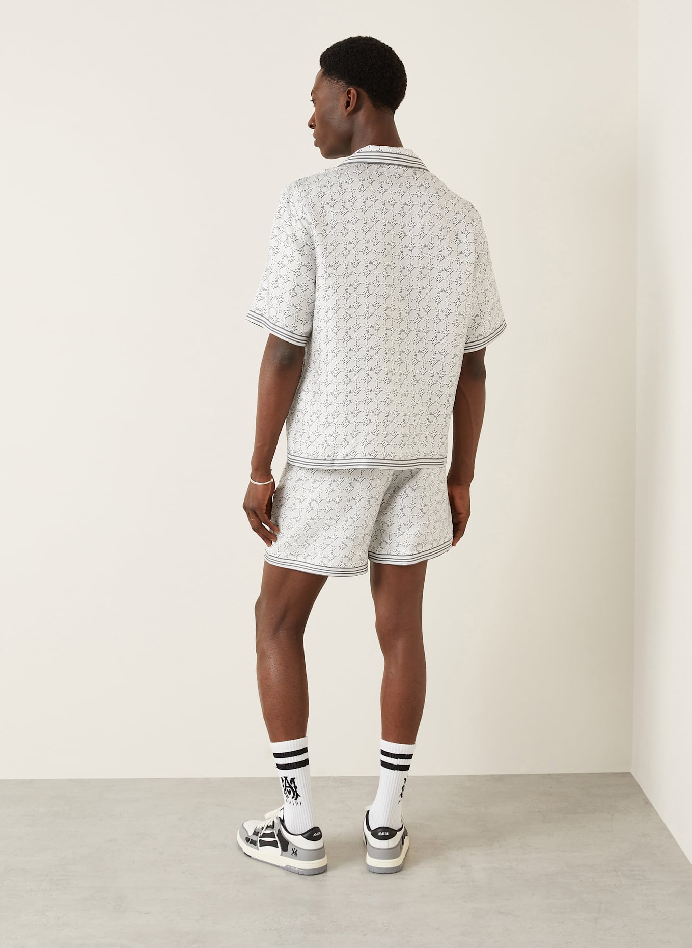 AMIRI Resort shirt comfort fit in silk: GRAY/ LIGHT GRAY